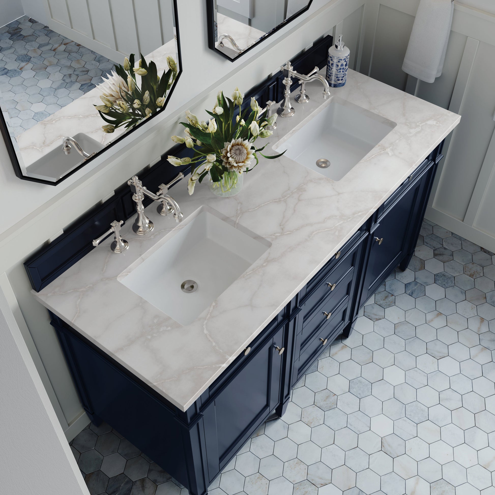 Victory Blue / Victorian Silver - 3 Faucet Holes