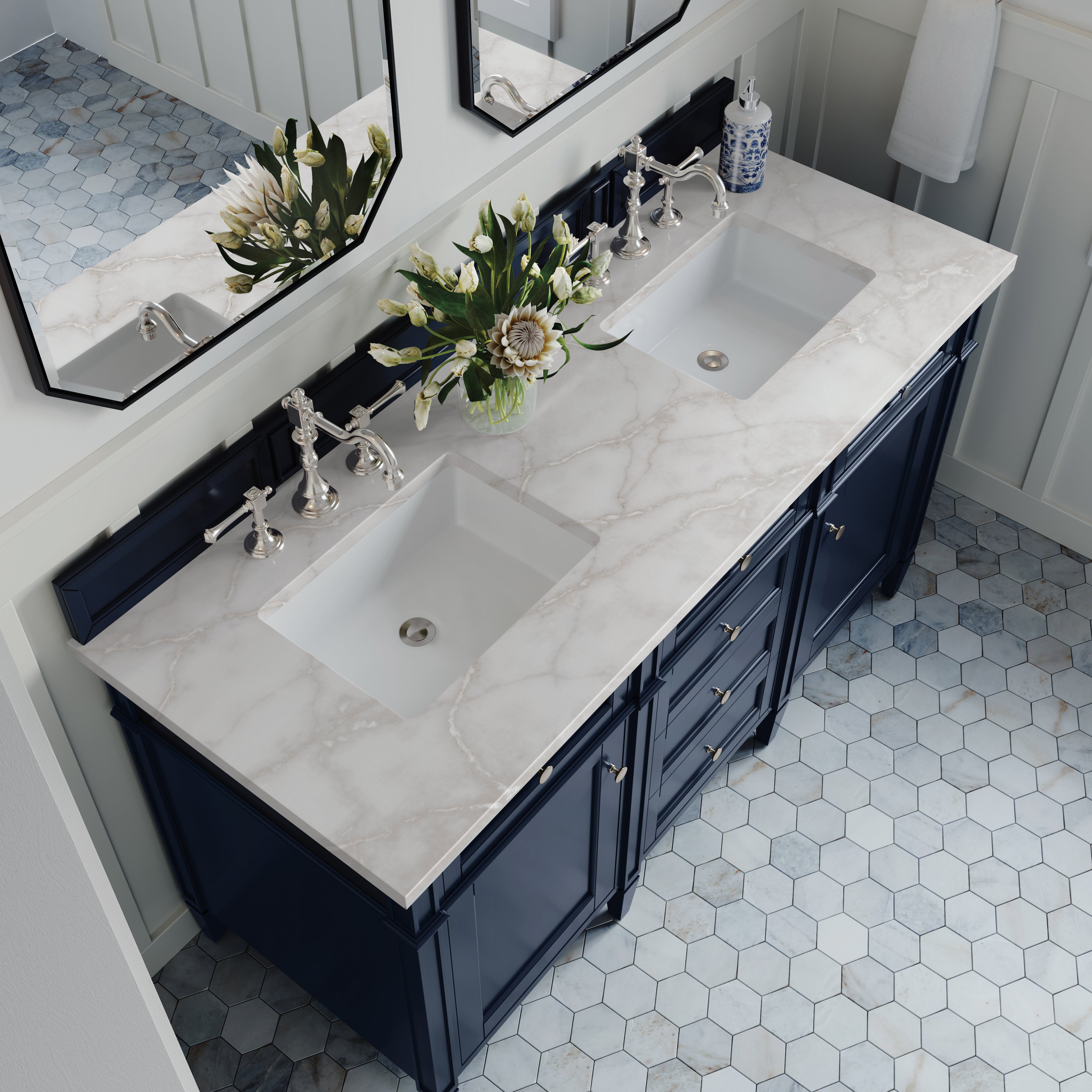 Victory Blue / Victorian Silver - 3 Faucet Holes
