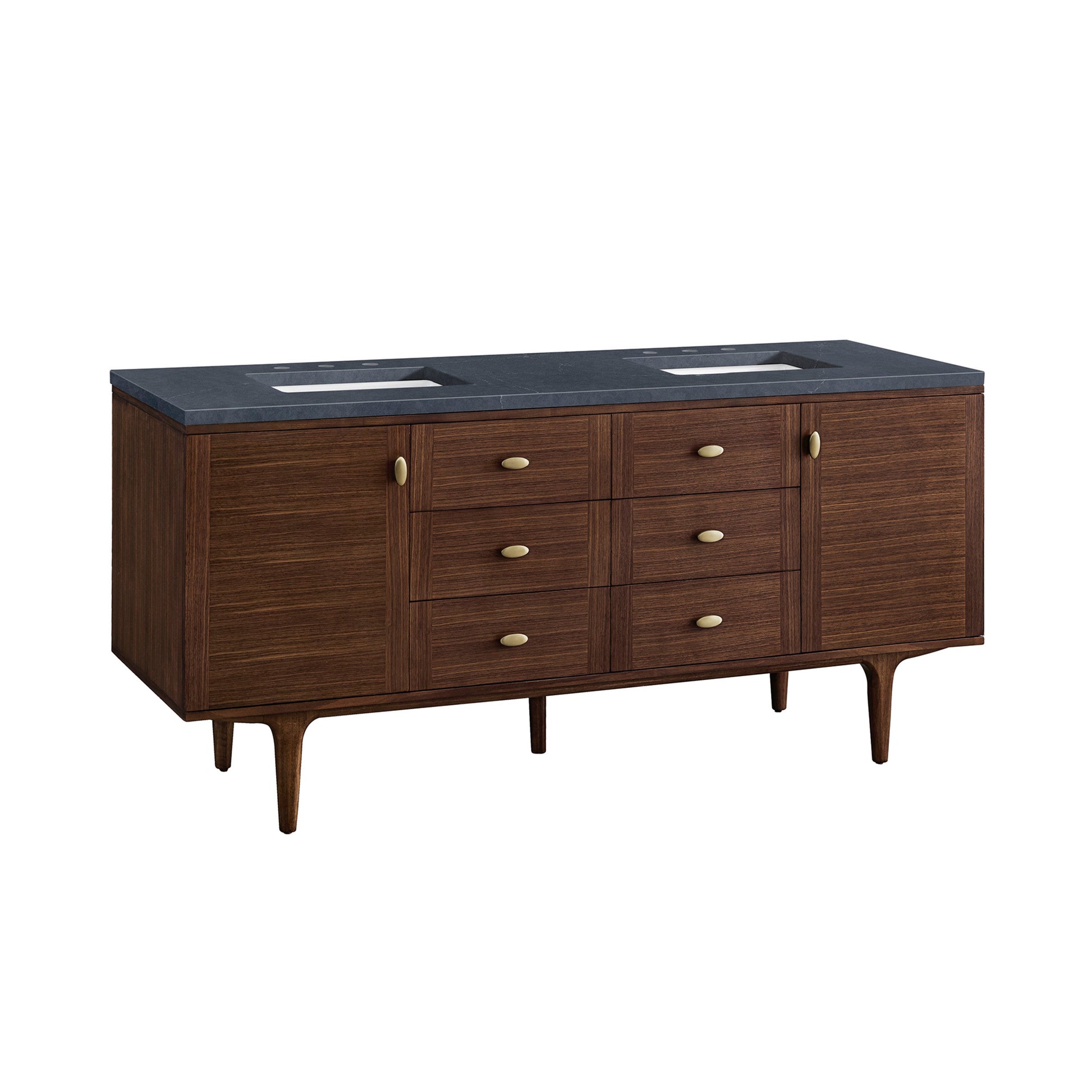 Mid-Century Walnut / Charcoal Soapstone - 3 Faucet Holes