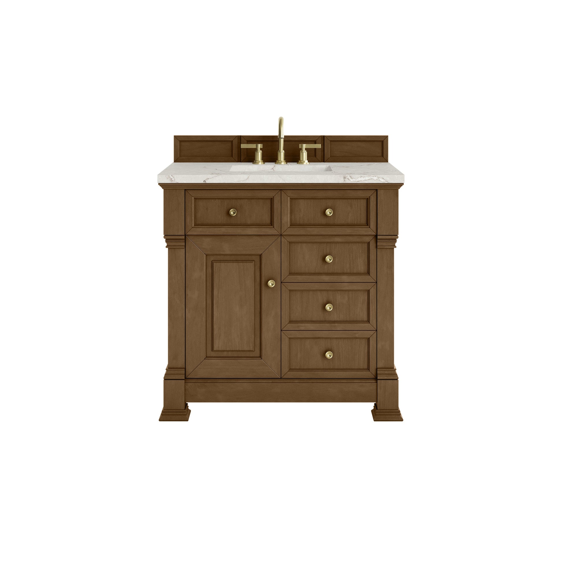 Honey Oak / Victorian Silver - 3 Faucet Holes