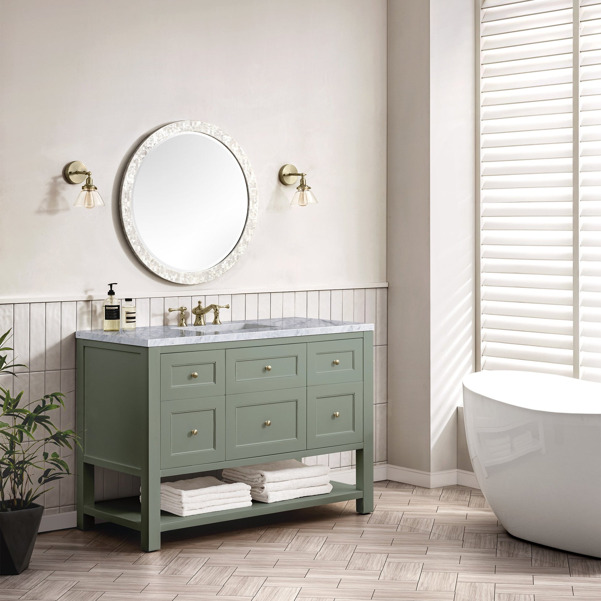 Smokey Celadon / Carrara White - 3 Faucet Holes