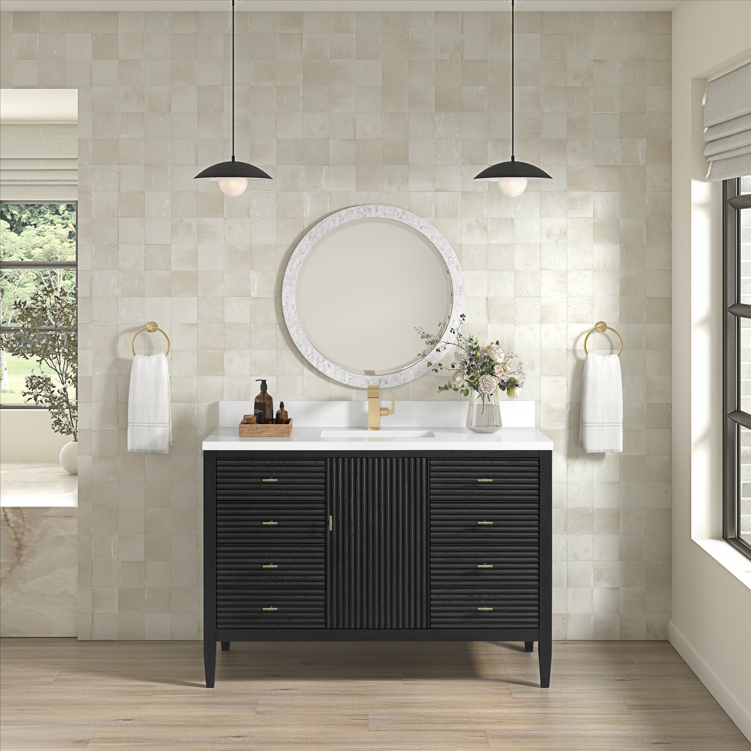 Carbon Oak / White Zeus - 3 Faucet Holes