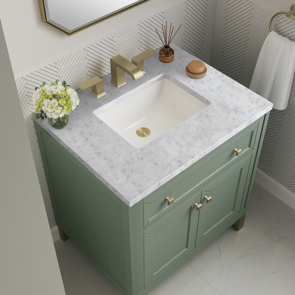 Smokey Celadon / Carrara White - 3 Faucet Holes