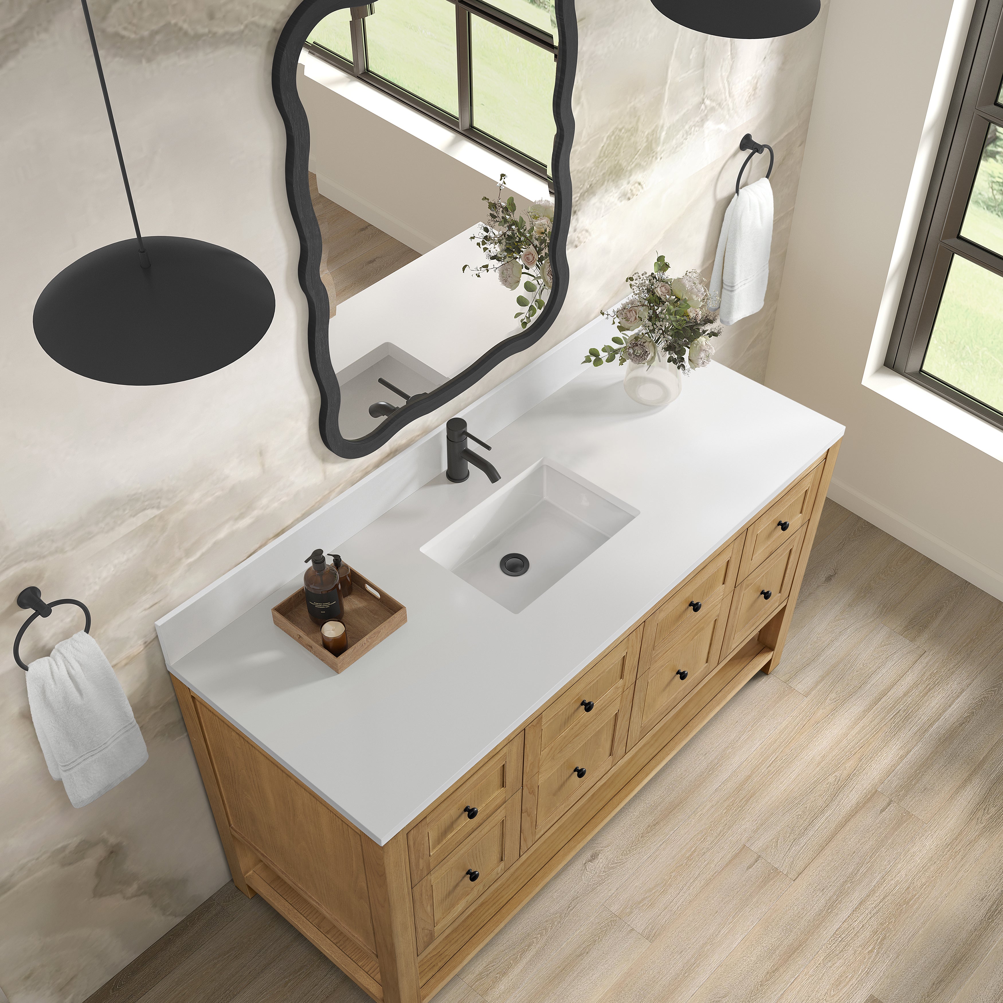 Light Natural Oak / White Zeus - 1 Faucet Hole