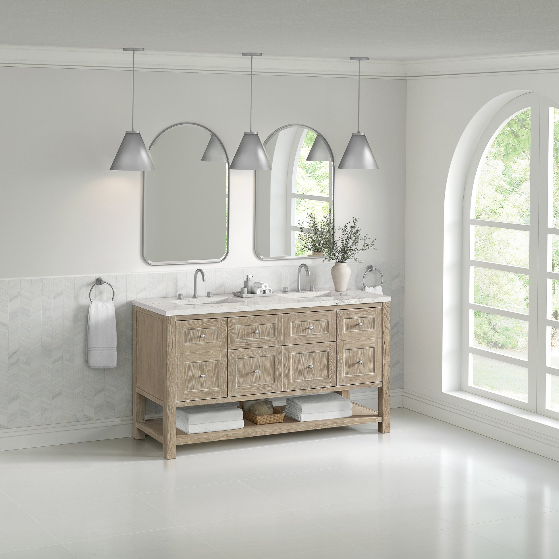 Whitewashed Oak / Victorian Silver - 3 Faucet Holes