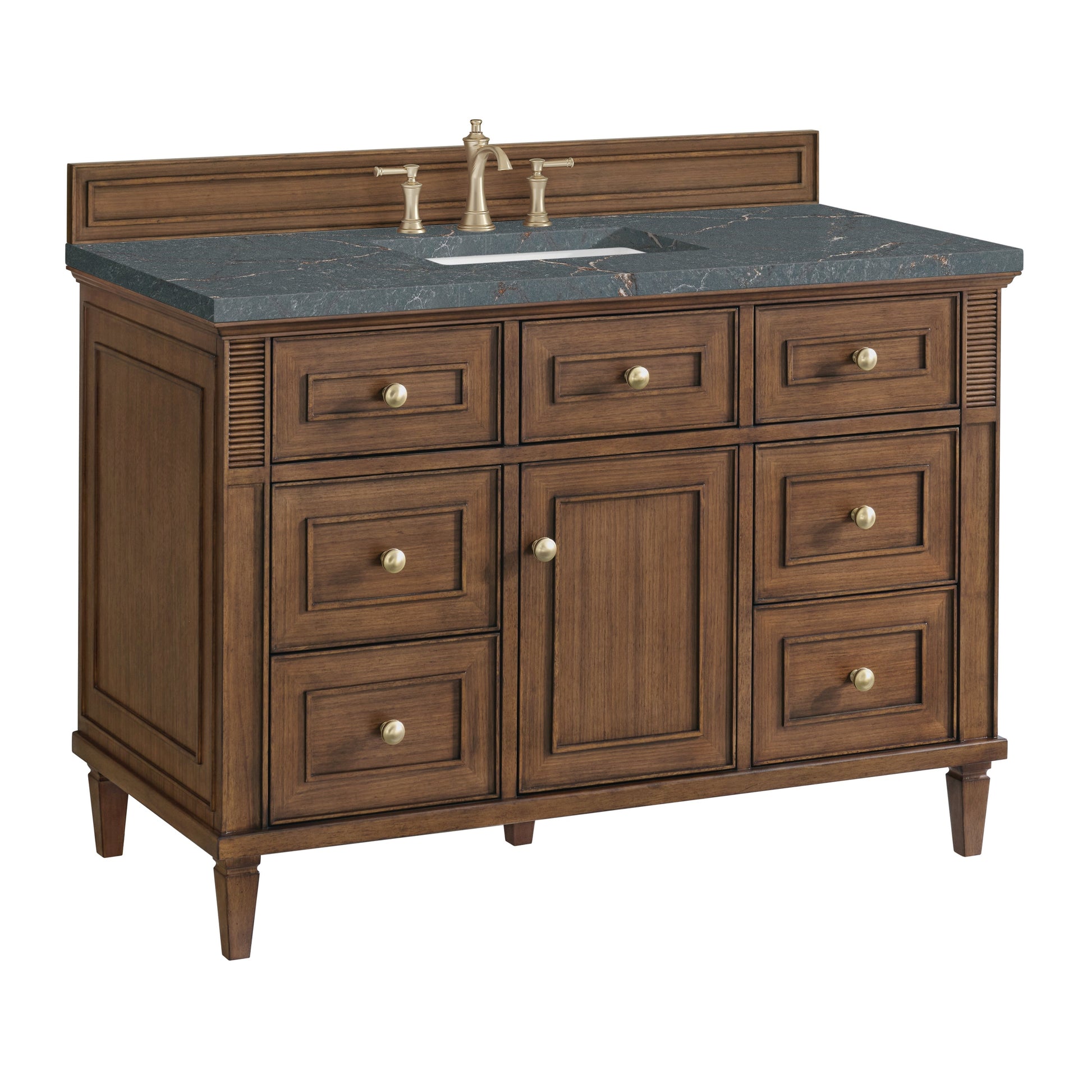 Mid-Century Walnut / Parisien Bleu - 3 Faucet Holes