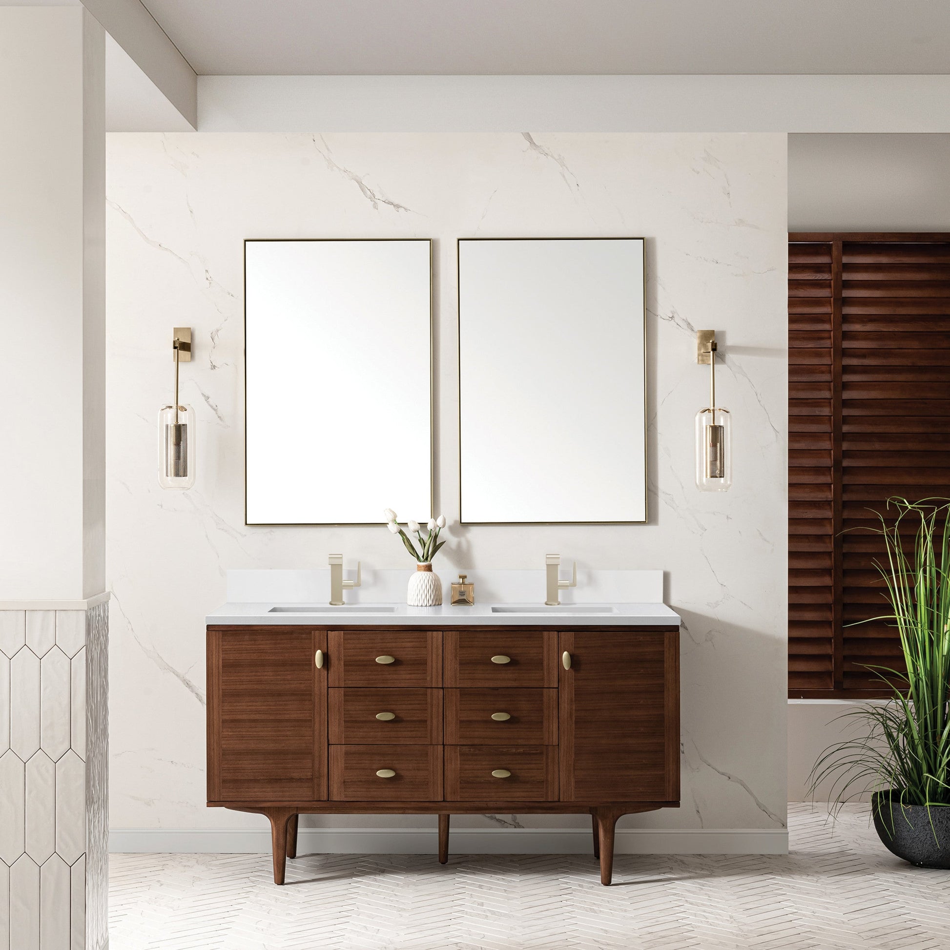 Mid-Century Walnut / White Zeus - 1 Faucet Hole