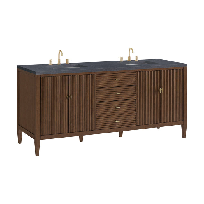 Mid-Century Walnut / Charcoal Soapstone - 3 Faucet Holes