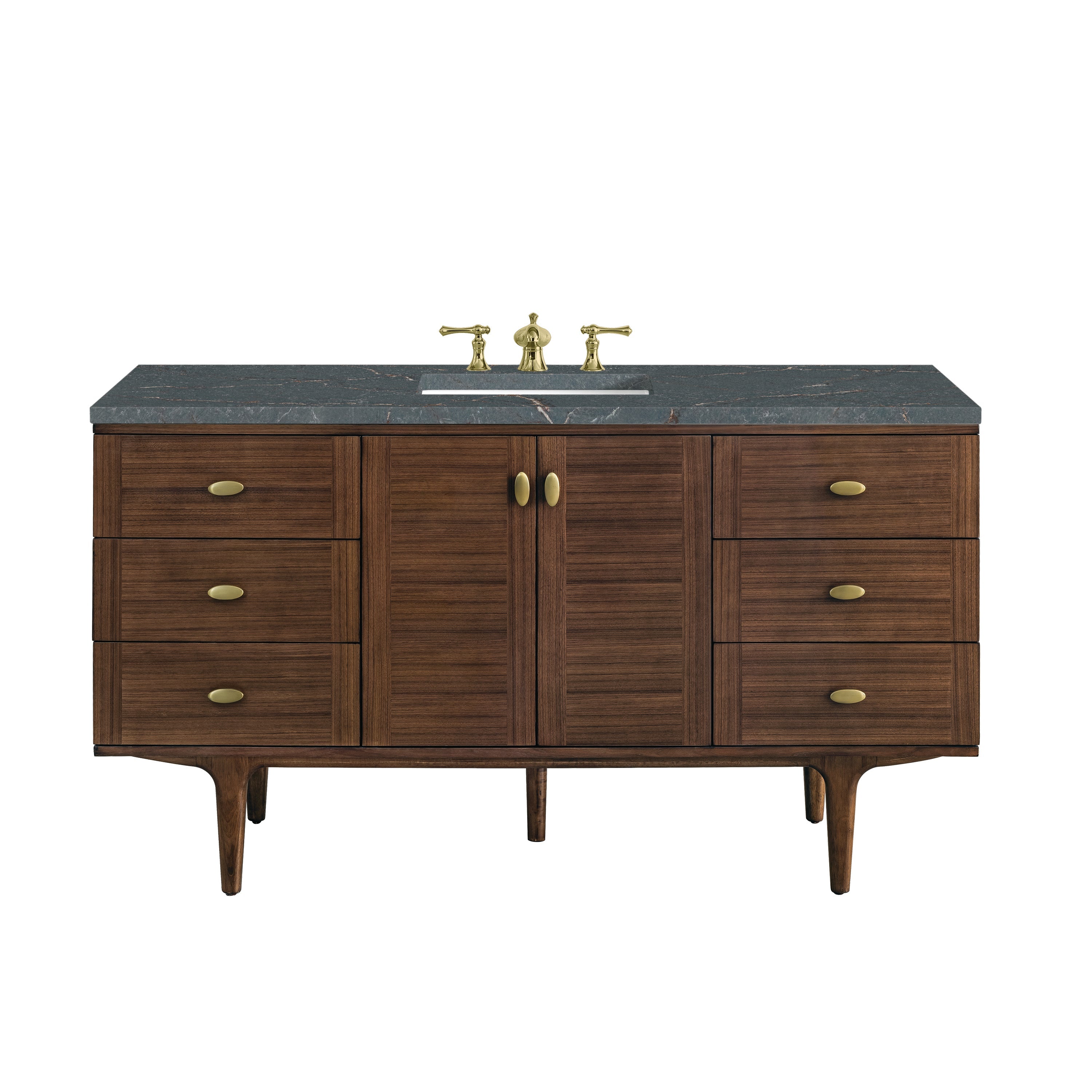 Mid-Century Walnut / Parisien Bleu - 3 Faucet Holes