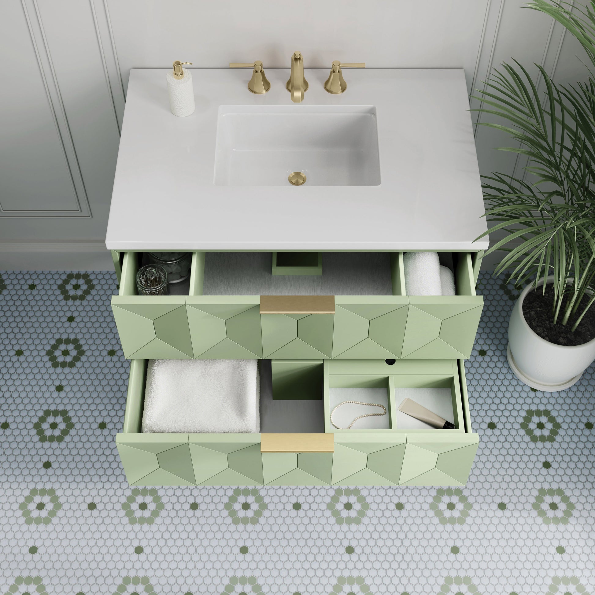 Pistachio / White Zeus - 3 Faucet Holes