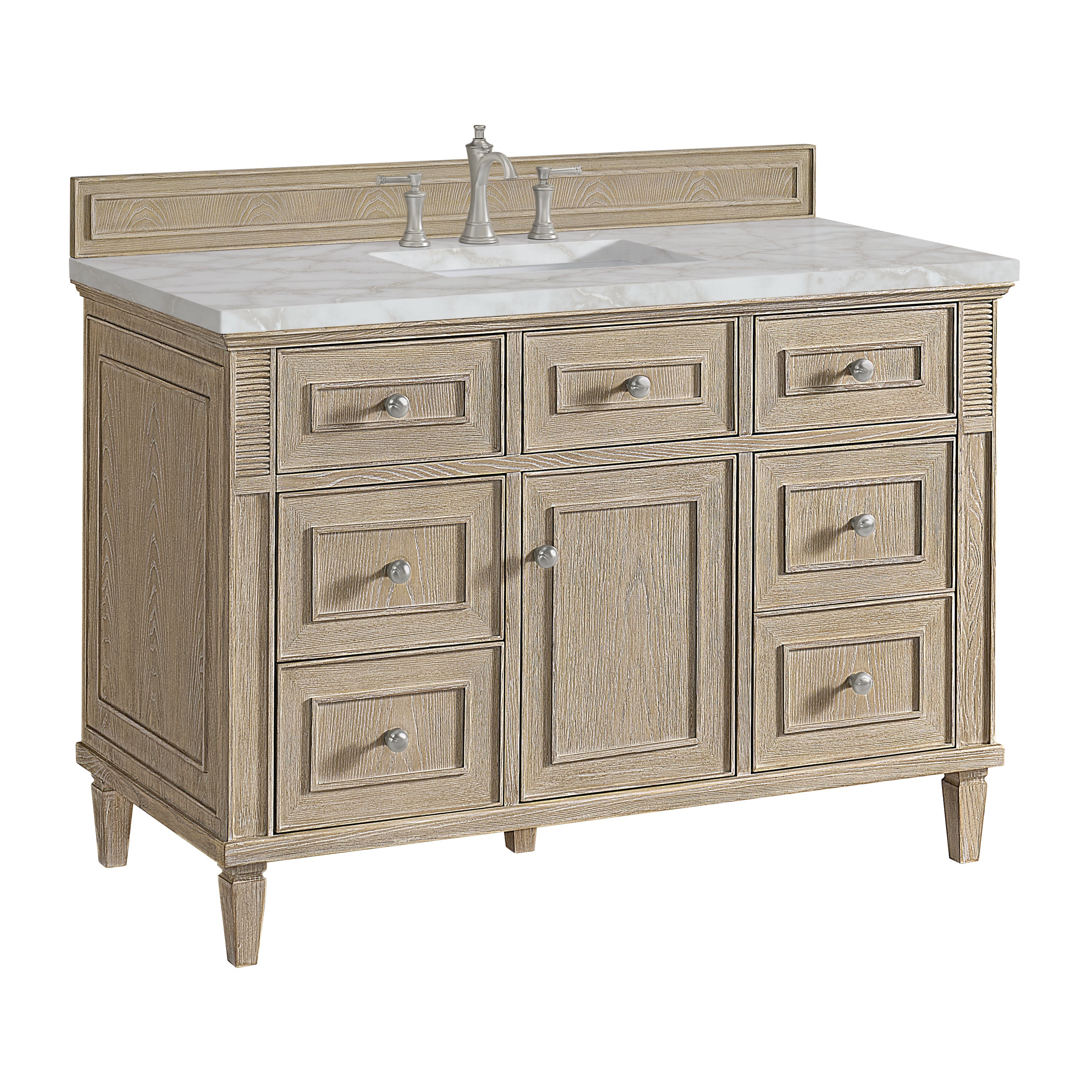 Whitewashed Oak / Victorian Silver - 3 Faucet Holes
