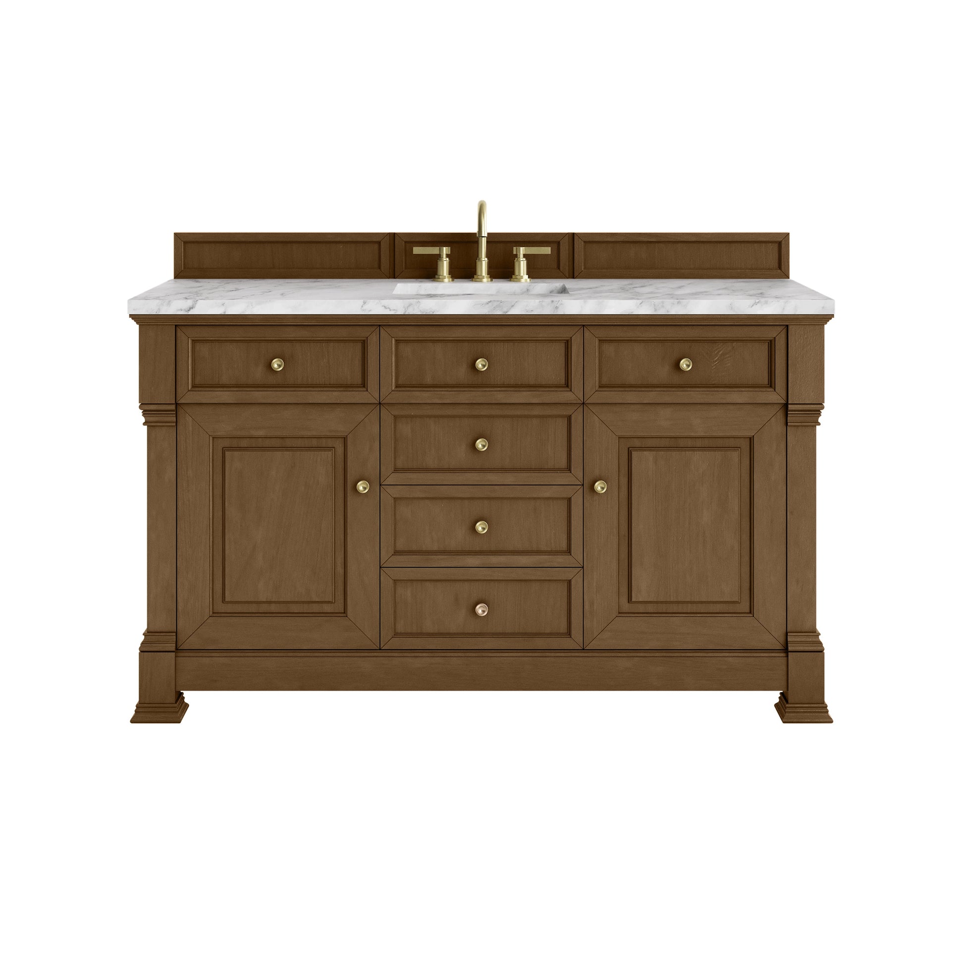 Honey Oak / Carrara White - 3 Faucet Holes