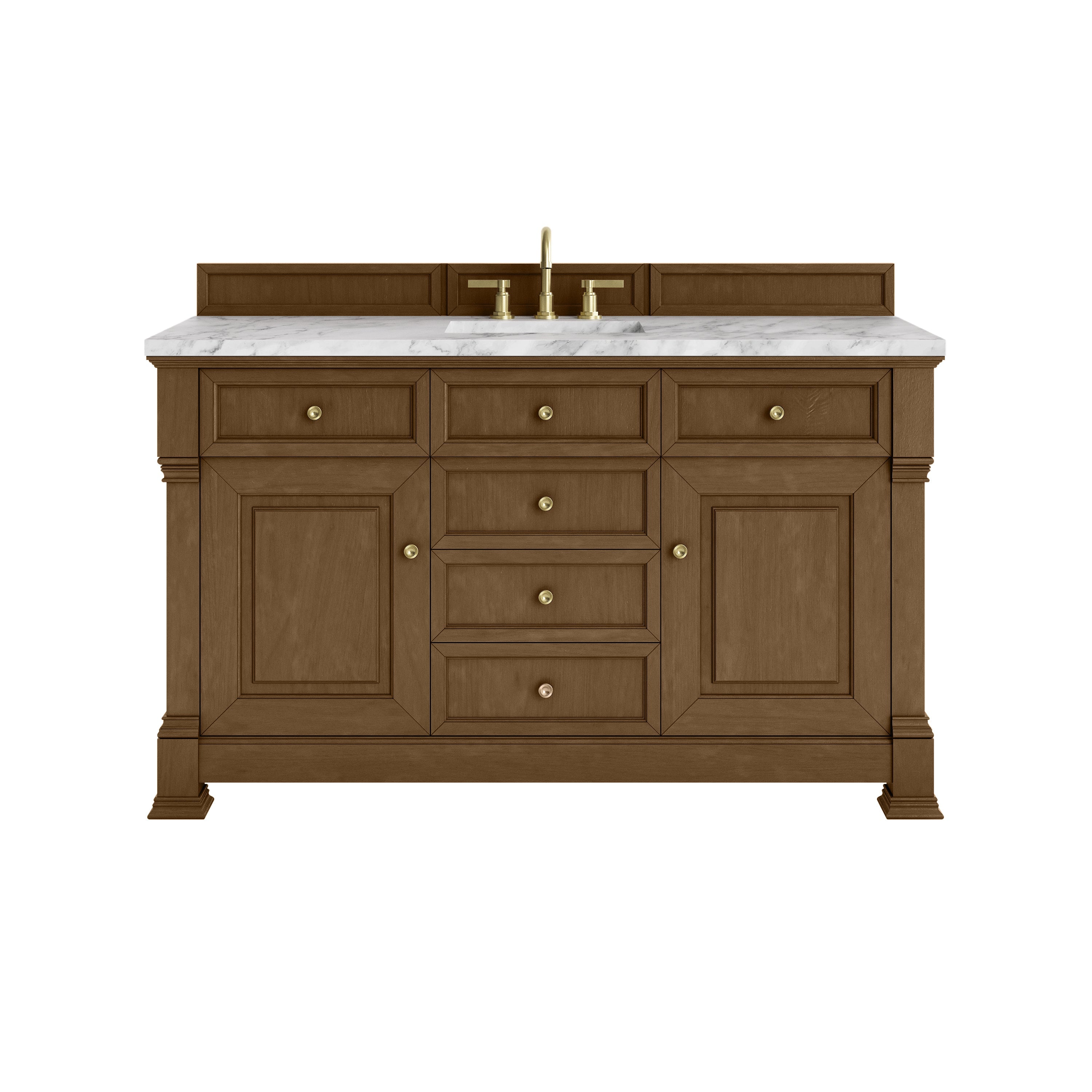 Honey Oak / Carrara White - 3 Faucet Holes