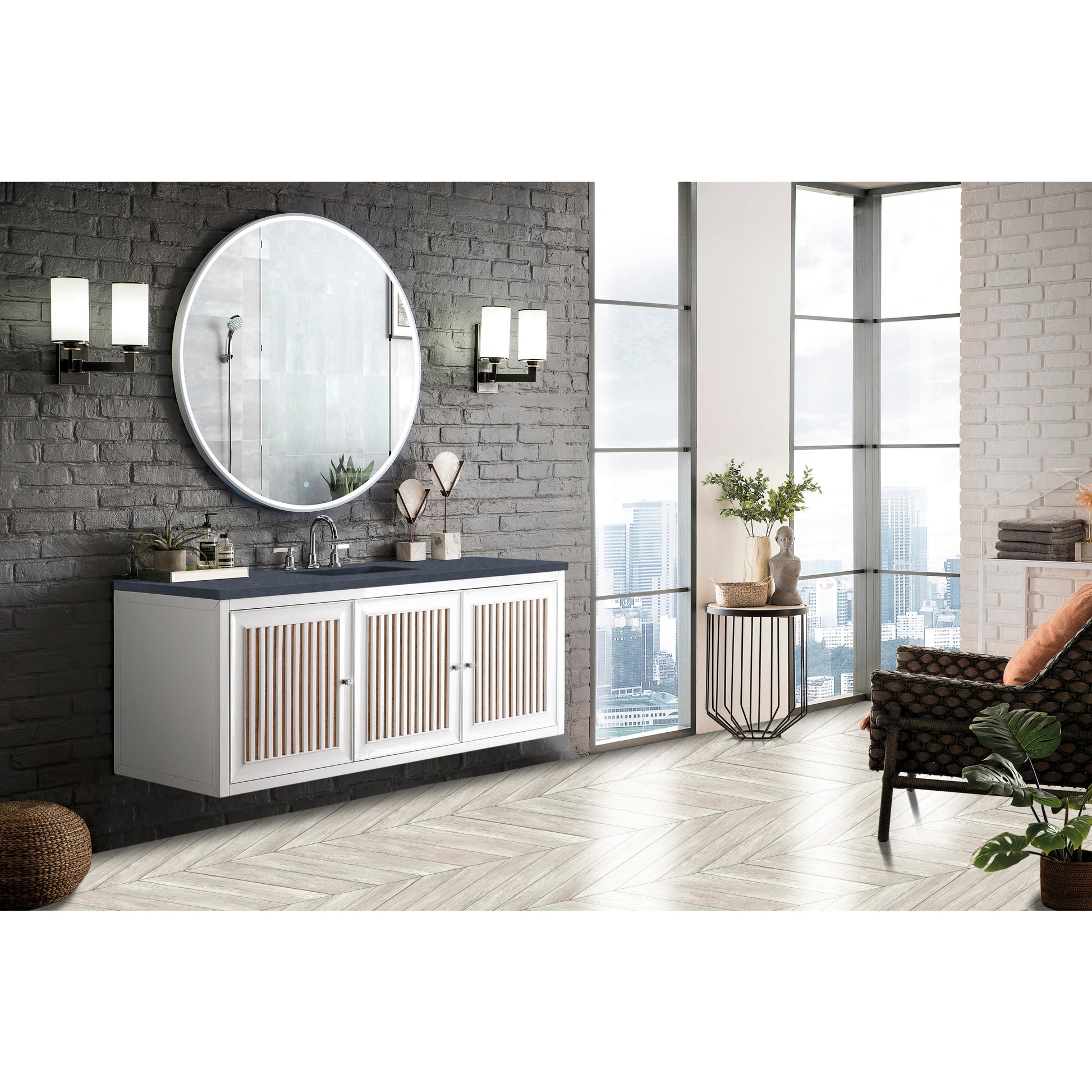 Glossy White / Charcoal Soapstone - 3 Faucet Holes