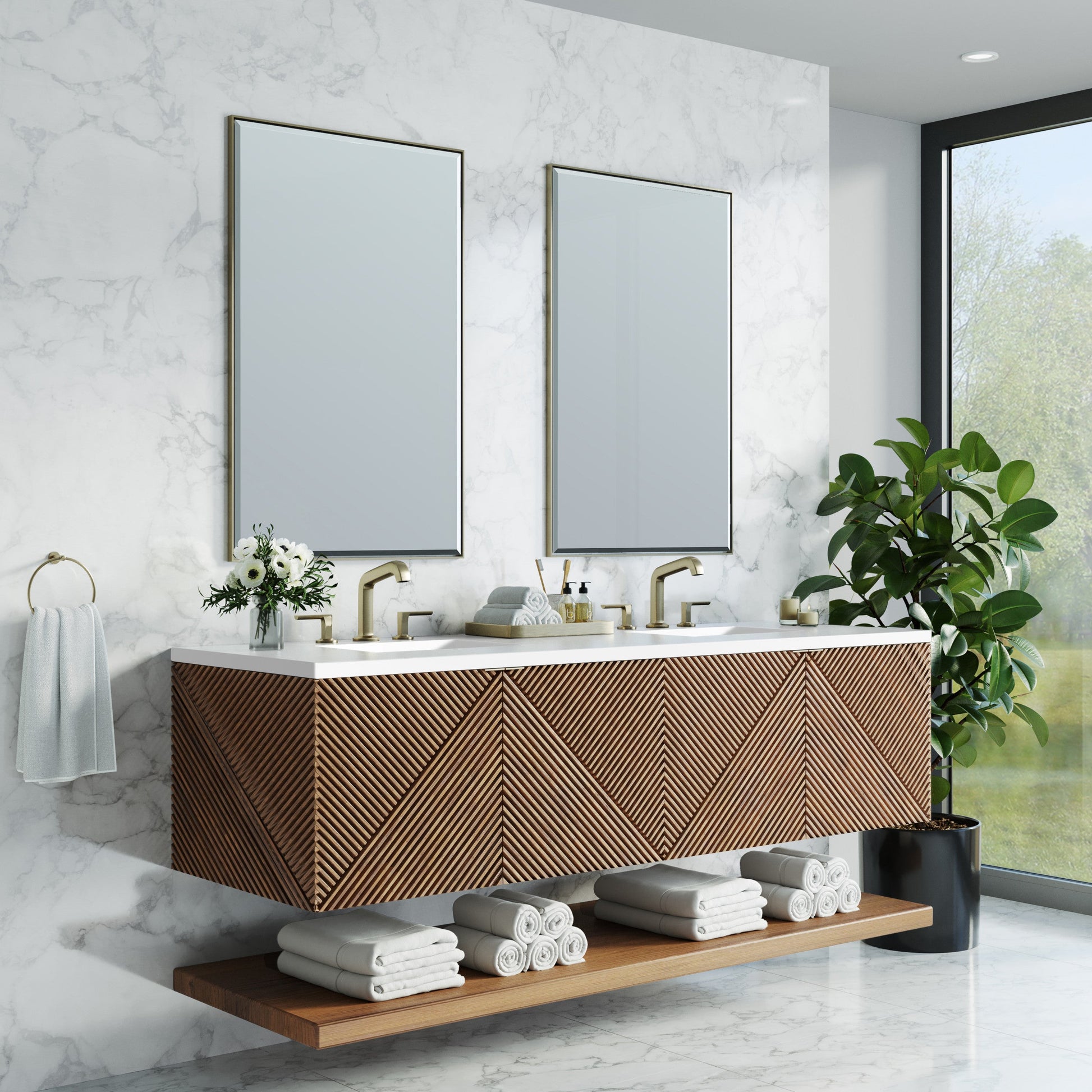 Chestnut / White Zeus - 3 Faucet Holes
