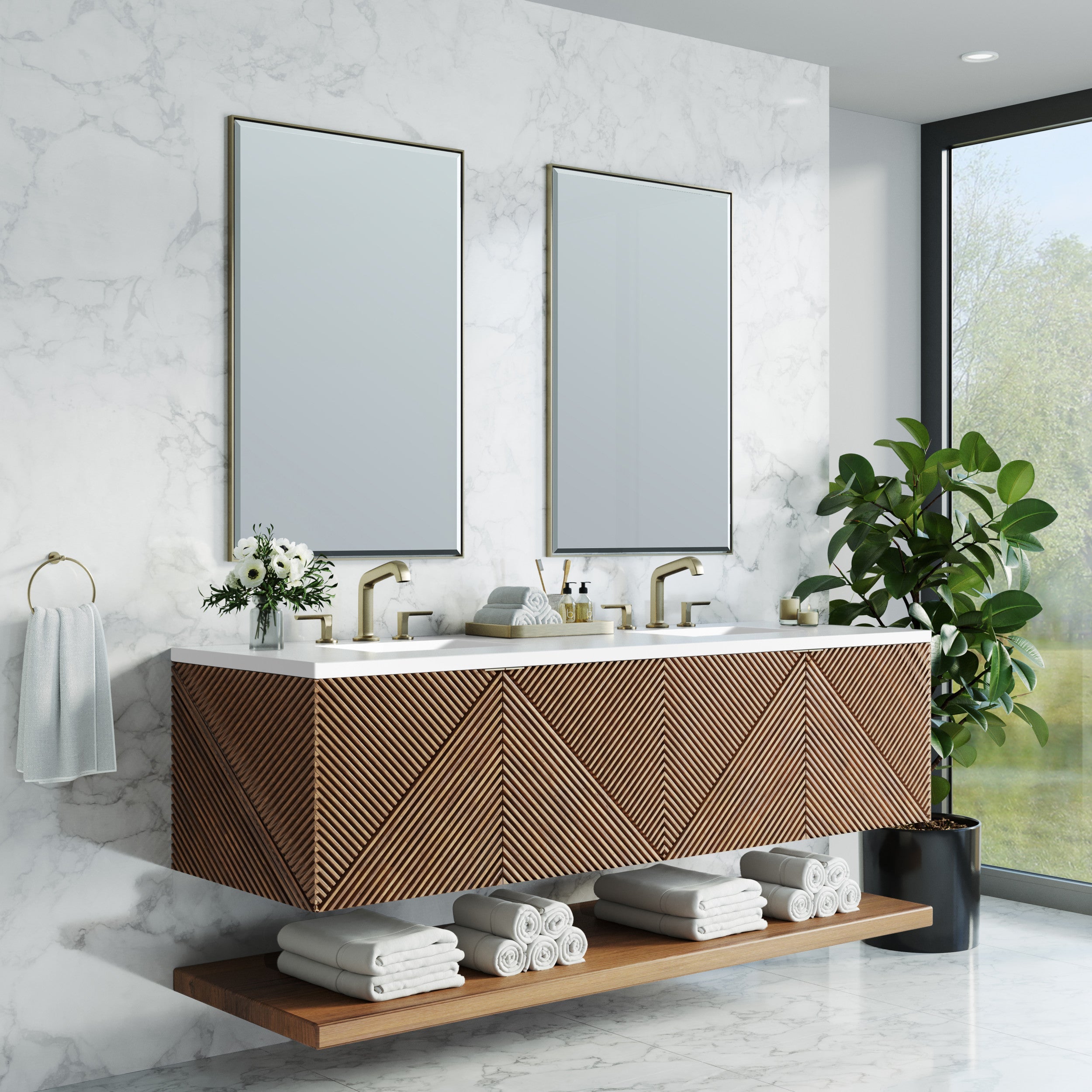 Chestnut / White Zeus - 3 Faucet Holes