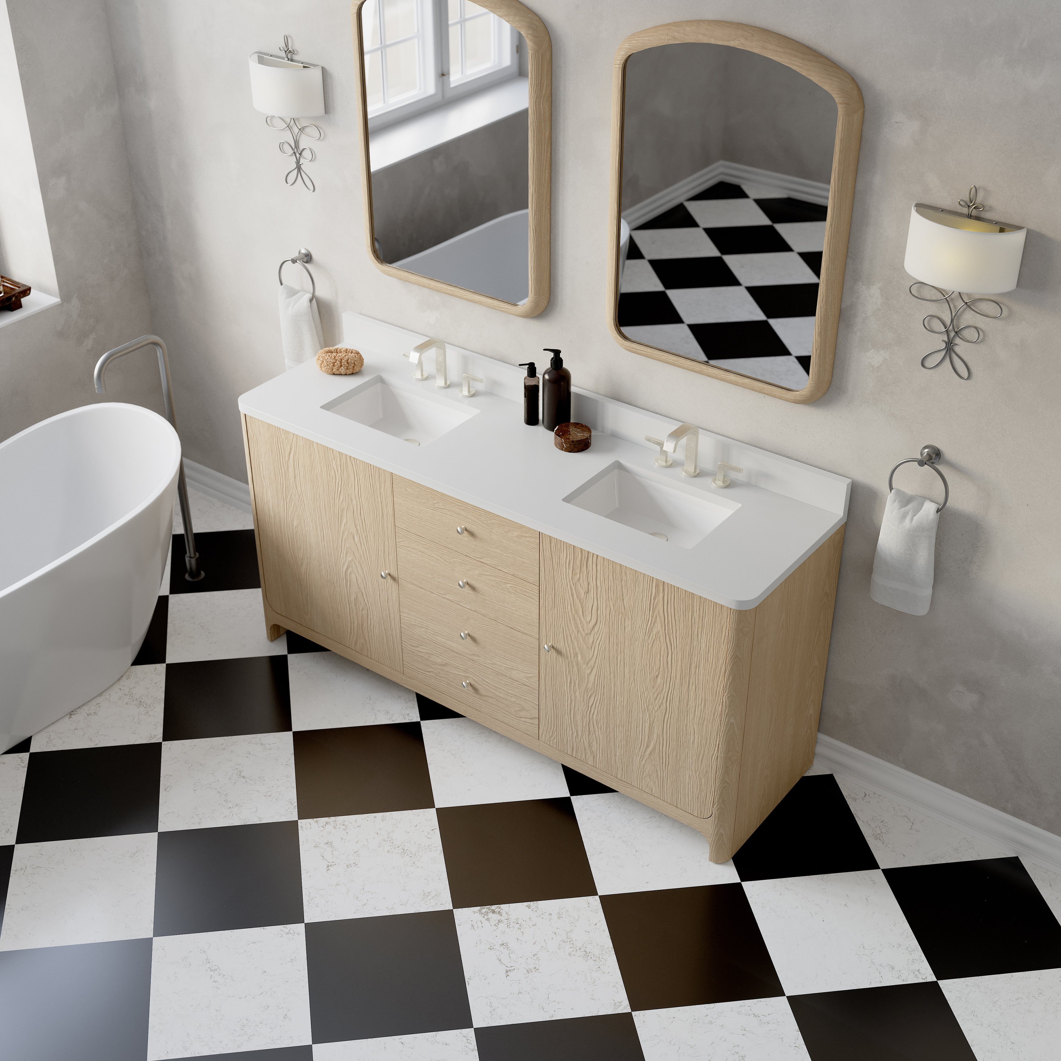 Coastal Driftwood / White Zeus - 3 Faucet Hole