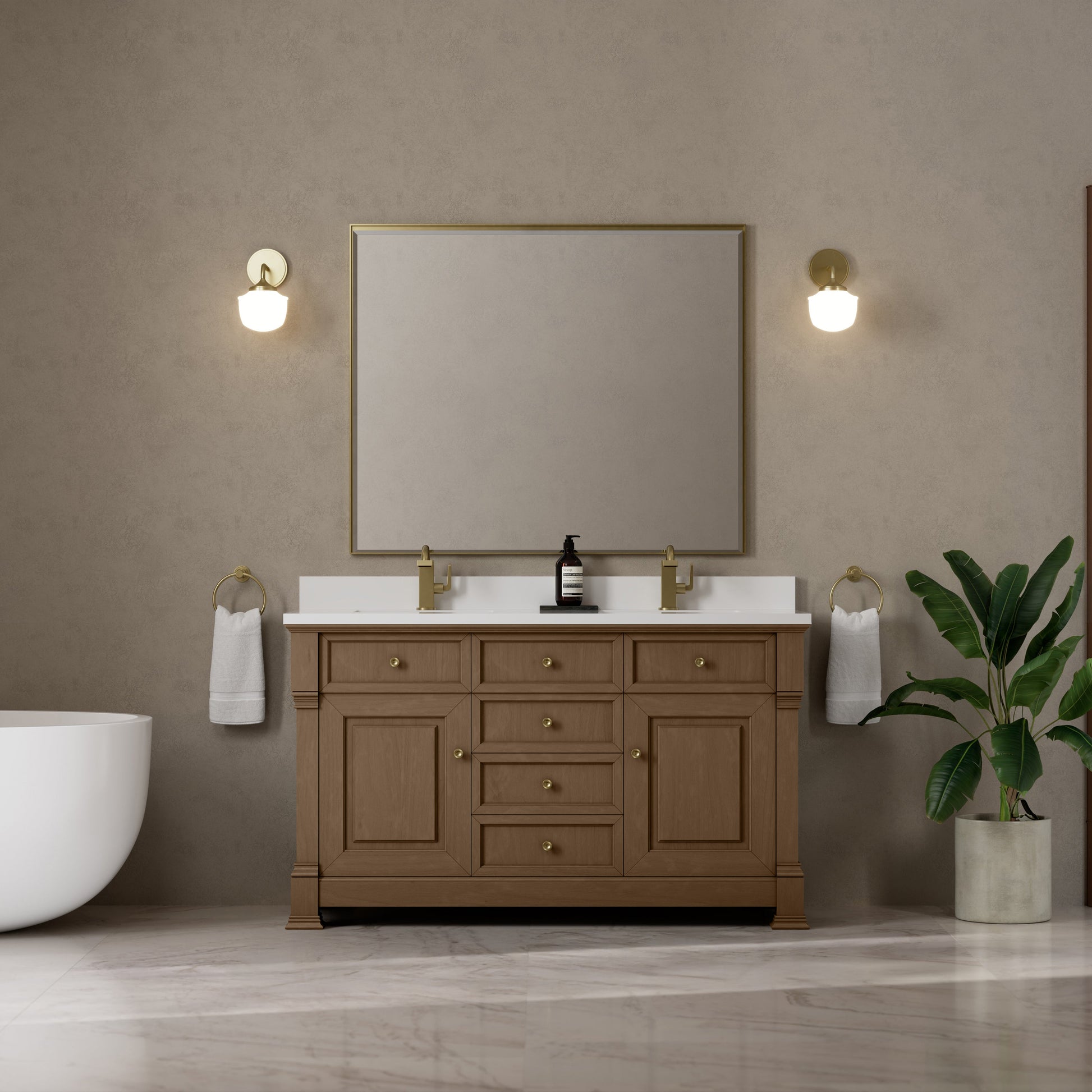 Pecan / White Zeus - 1 Faucet Hole