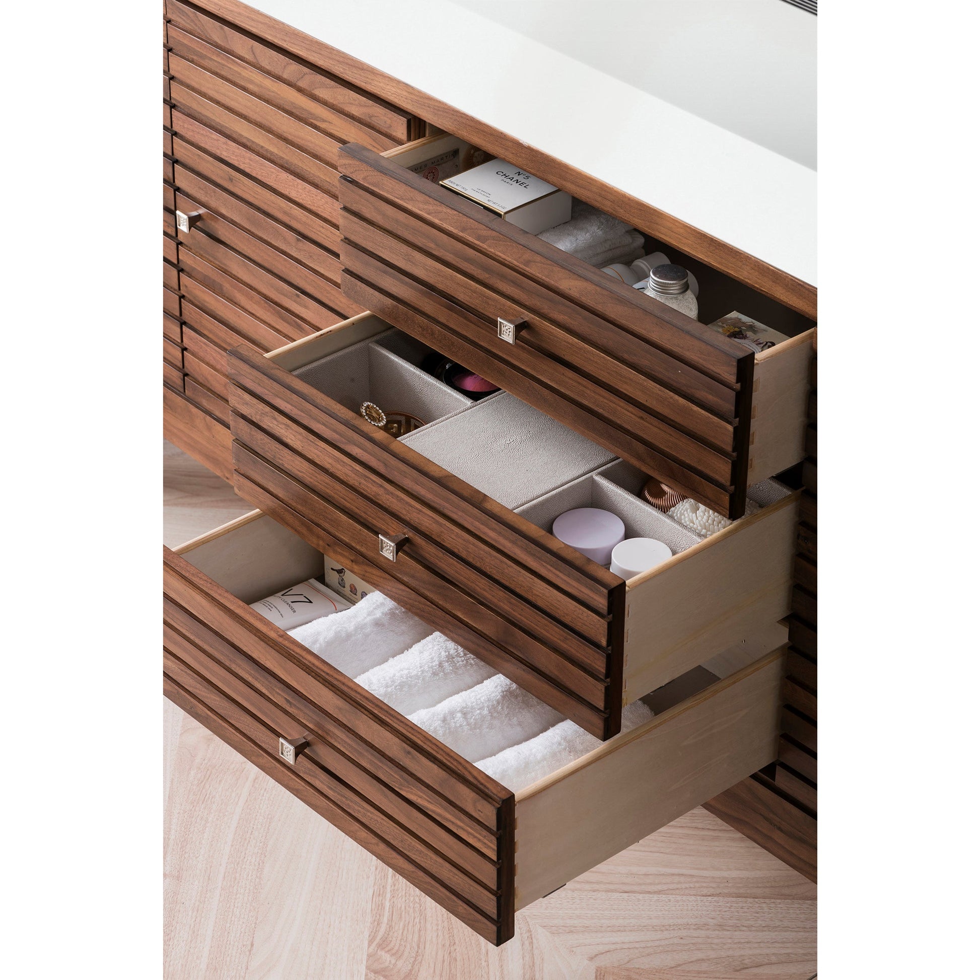 Mid-Century Walnut / Glossy White - 1 Faucet Hole