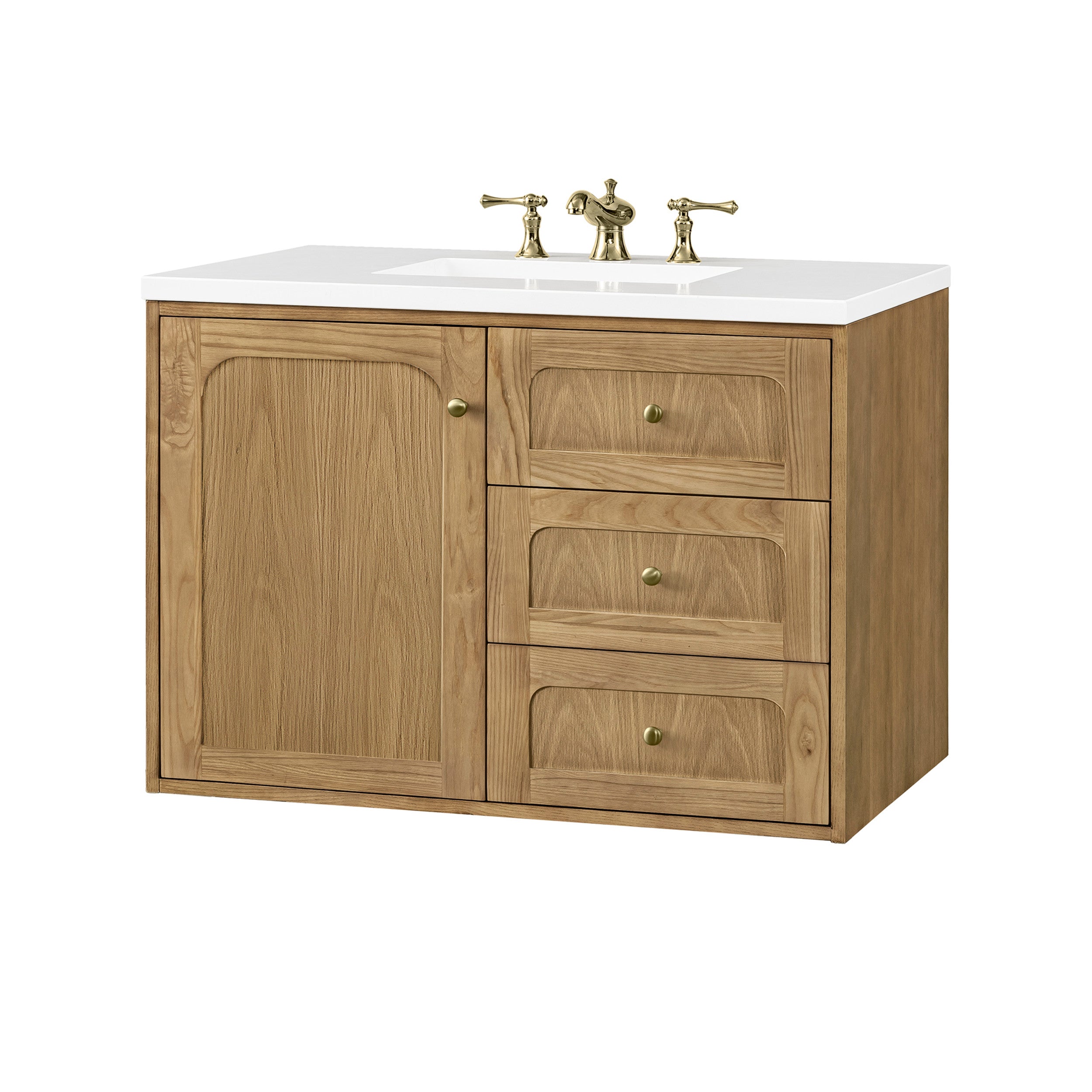 Light Natural Oak / White Zeus - 3 Faucet Holes