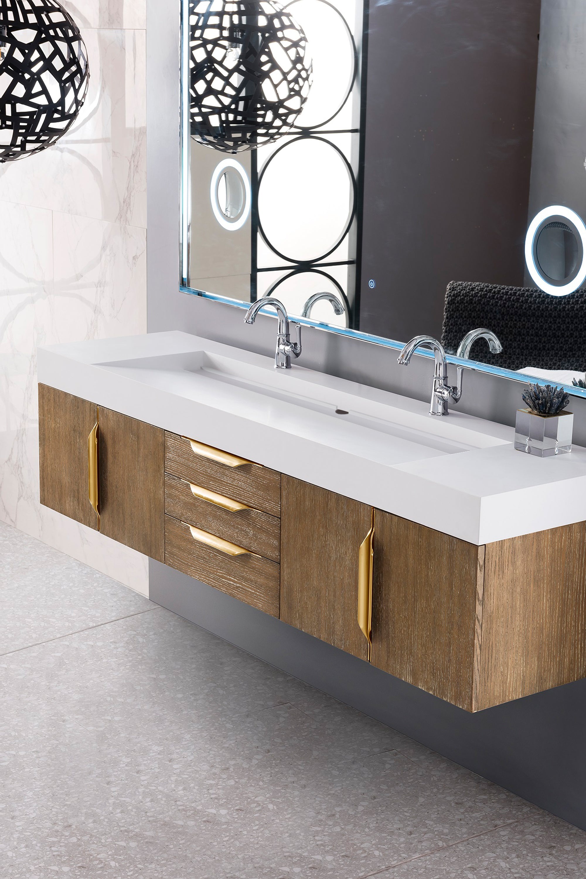 Latte Oak / Radiant Gold / Glossy White - 1 Faucet Hole