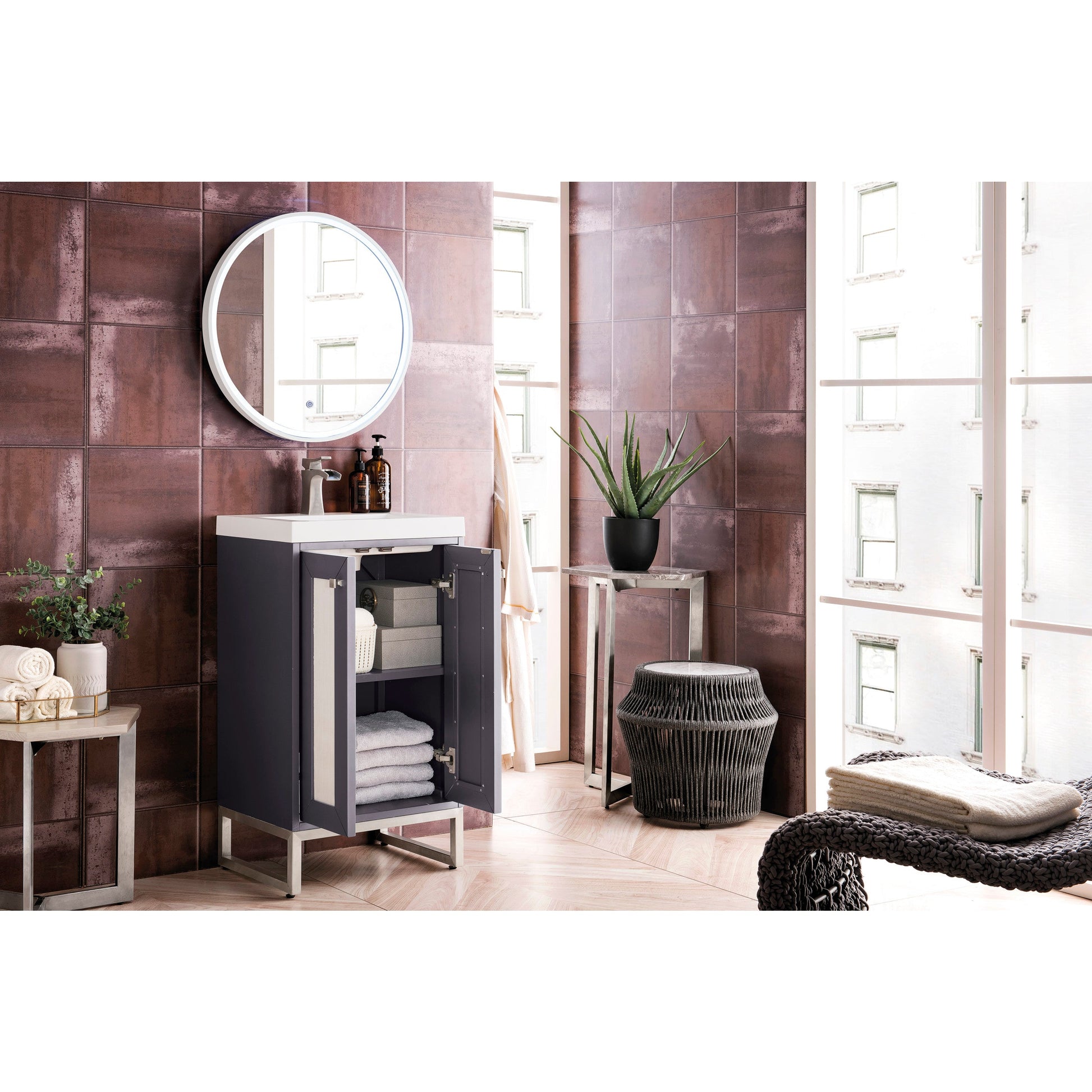 Mineral Gray / White Glossy / Brushed Nickel - 1 Faucet Hole