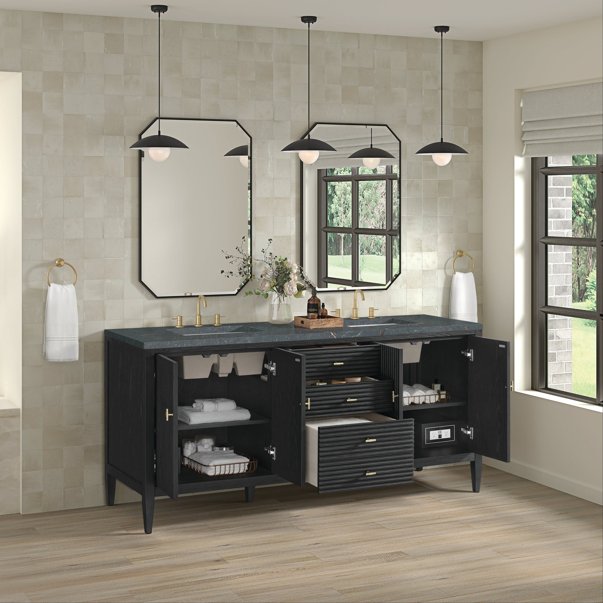 Carbon Oak / Parisien Bleu - 3 Faucet Holes