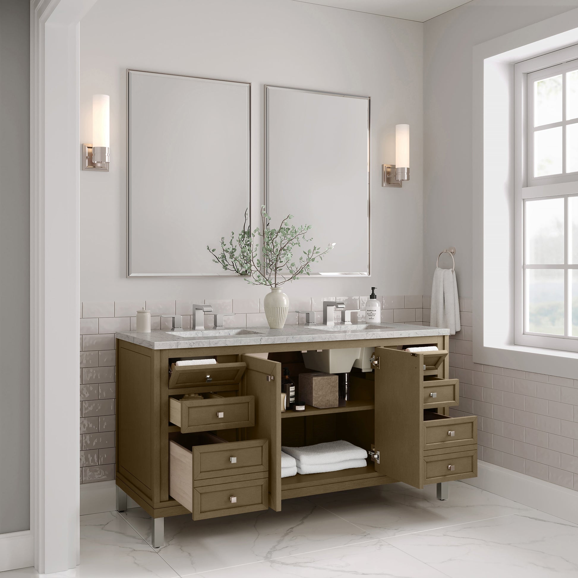 Walnut Whisper / Eternal Jasmine Pearl - 3 Faucet Holes