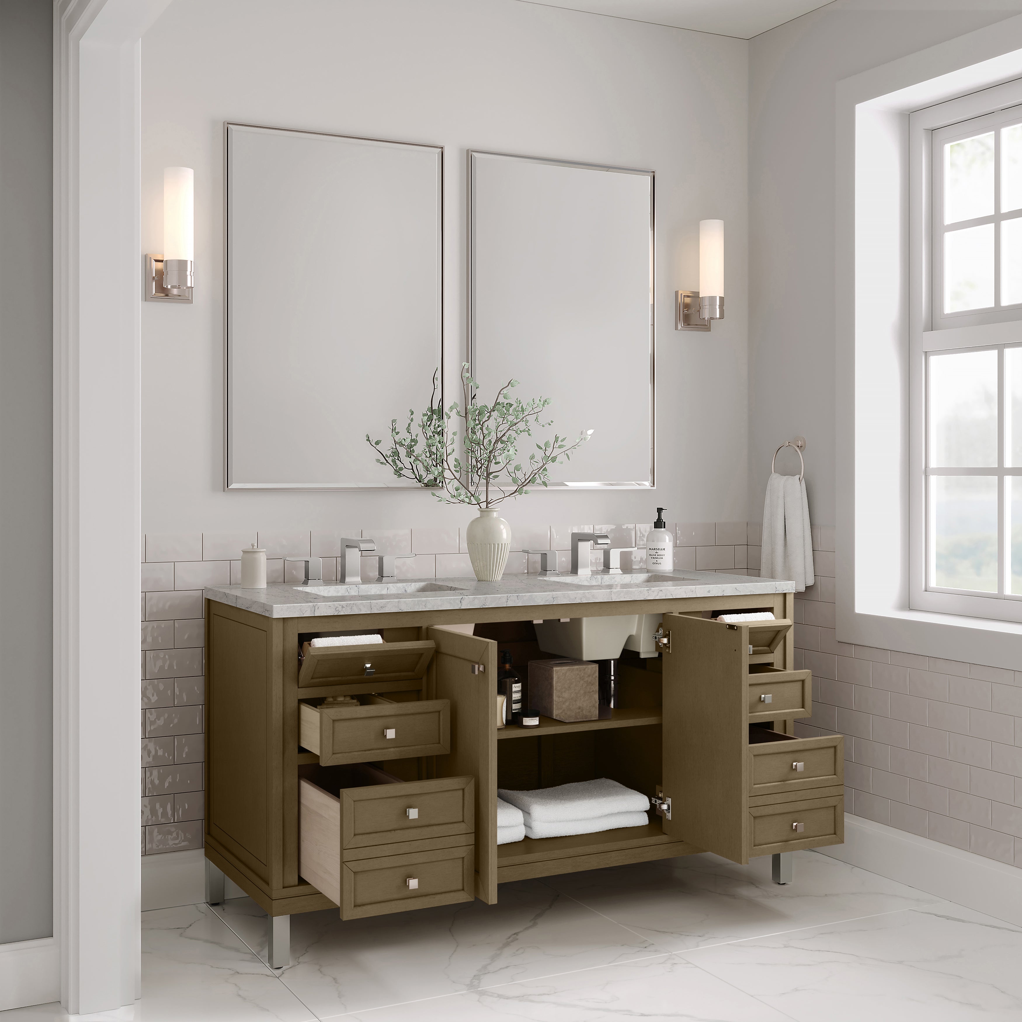 Walnut Whisper / Eternal Jasmine Pearl - 3 Faucet Holes