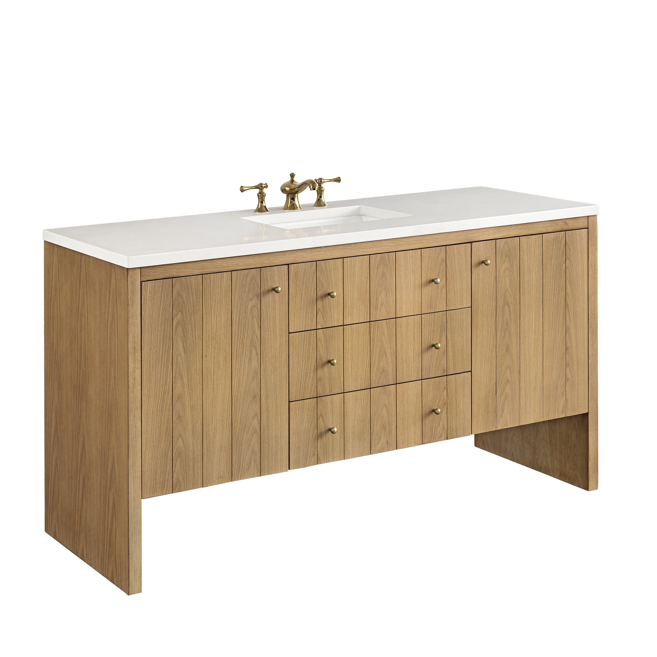 Light Natural Oak / White Zeus - 3 Faucet Holes