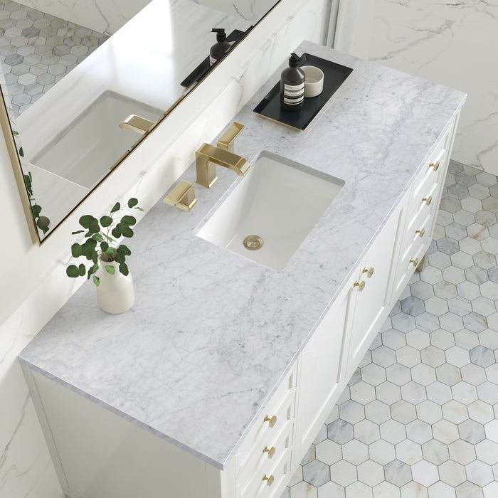 Glossy White / Carrara White - 3 Faucet Holes