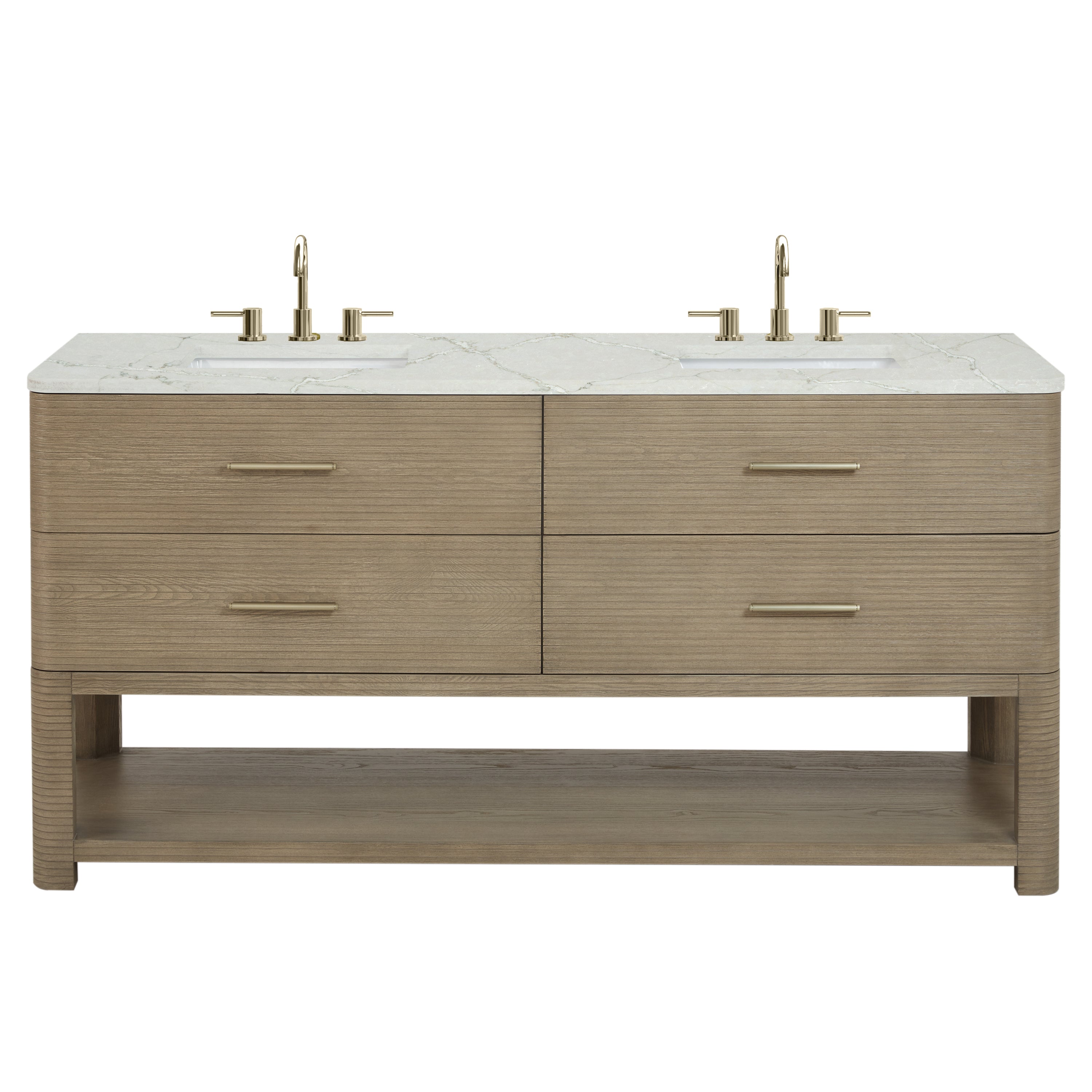 Pebble Oak / Victorian Silver - 3 Faucet Holes