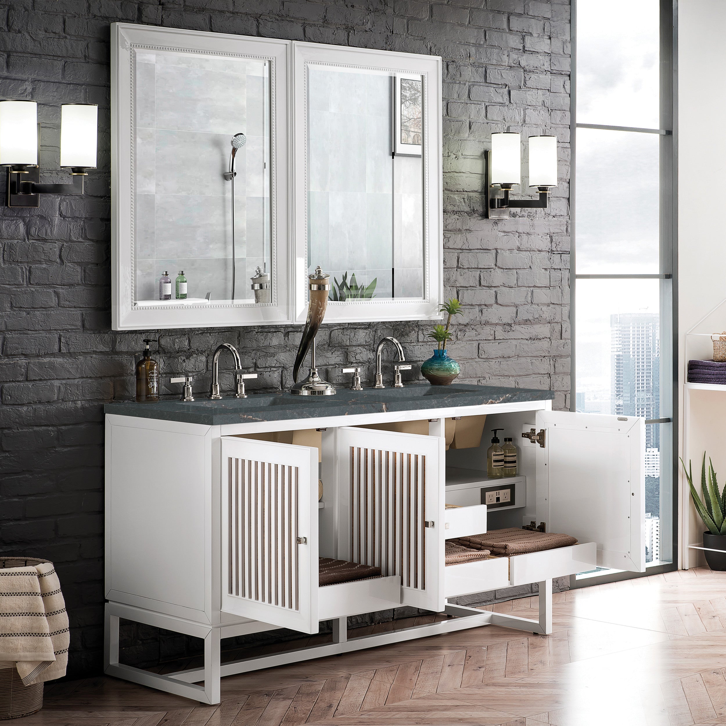 Glossy White / Parisien Bleu - 3 Faucet Holes