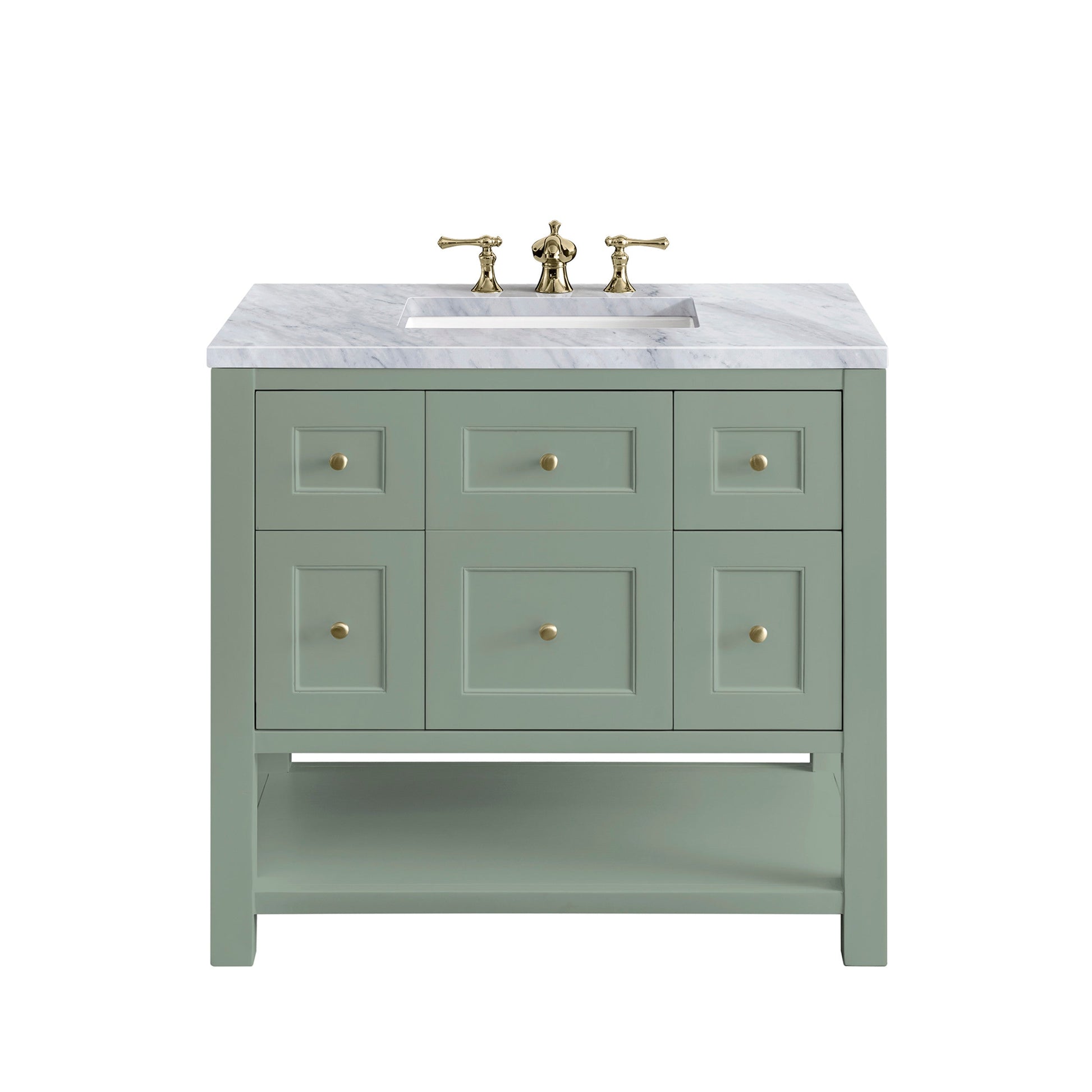 Smokey Celadon / Carrara White - 3 Faucet Holes