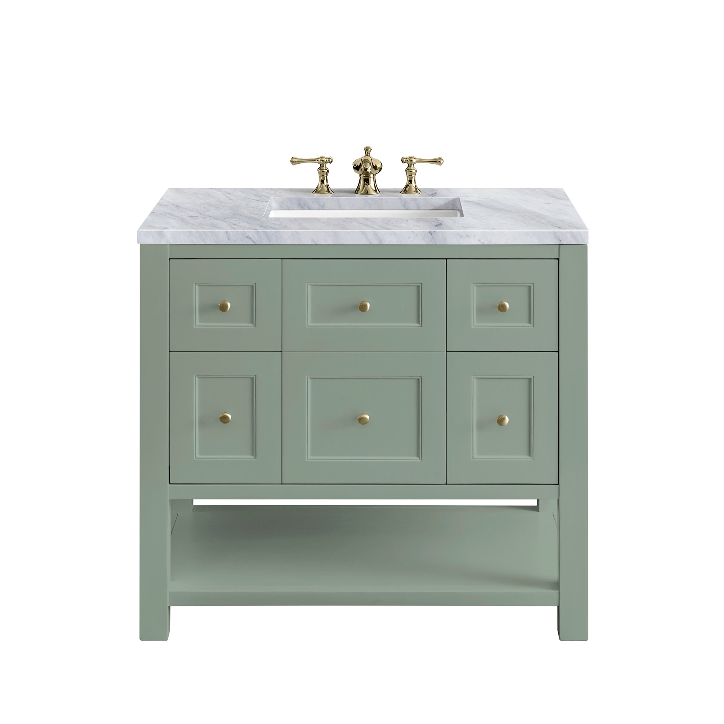 Smokey Celadon / Carrara White - 3 Faucet Holes