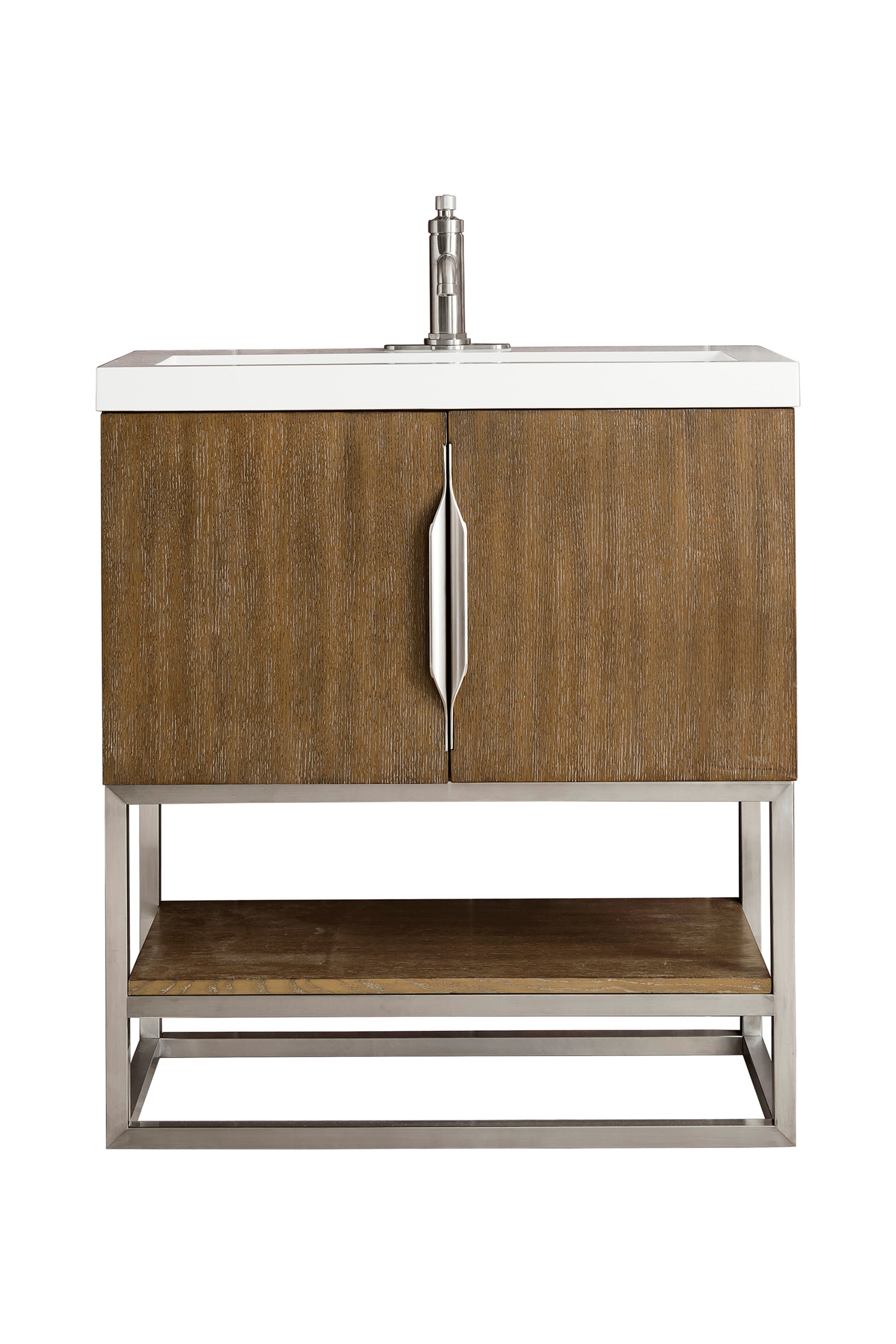 Latte Oak / Brushed Nickel / Glossy White - 1 Faucet Hole