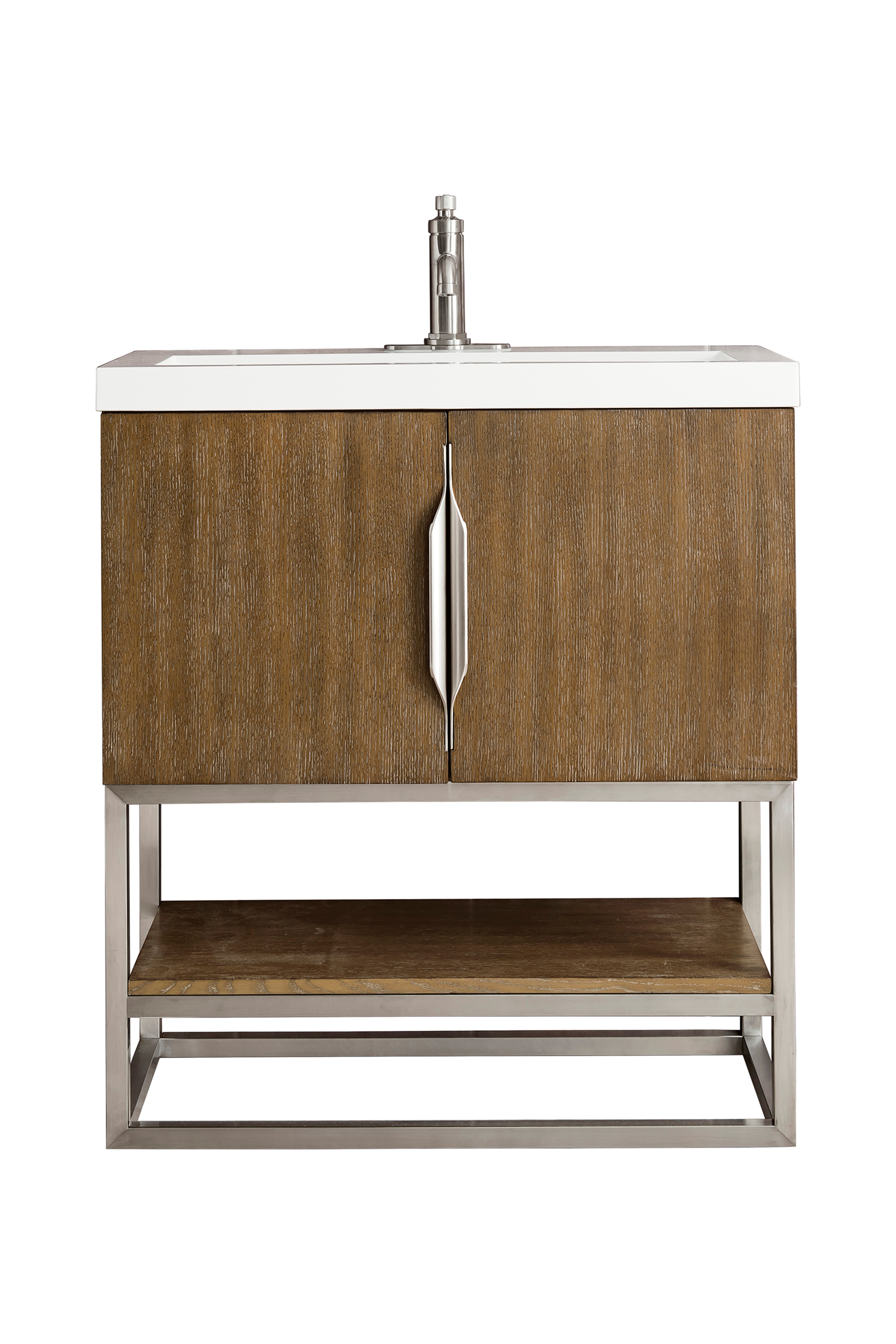 Latte Oak / Brushed Nickel / Glossy White - 1 Faucet Hole