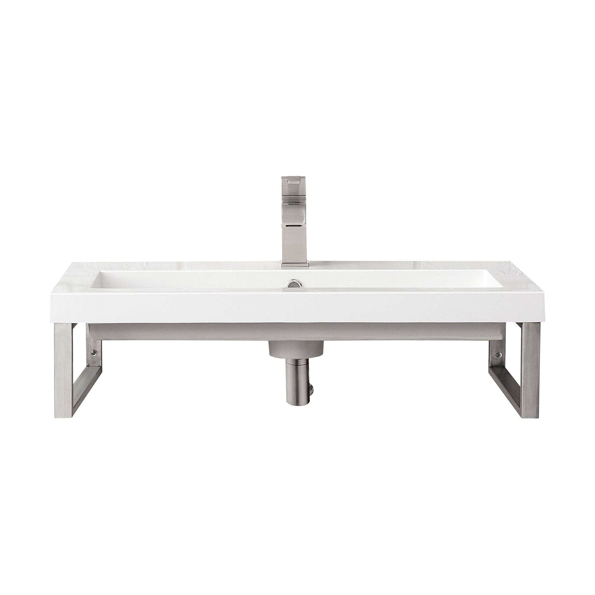 Brushed Nickel / 31.5" White Glossy Composite Stone Top