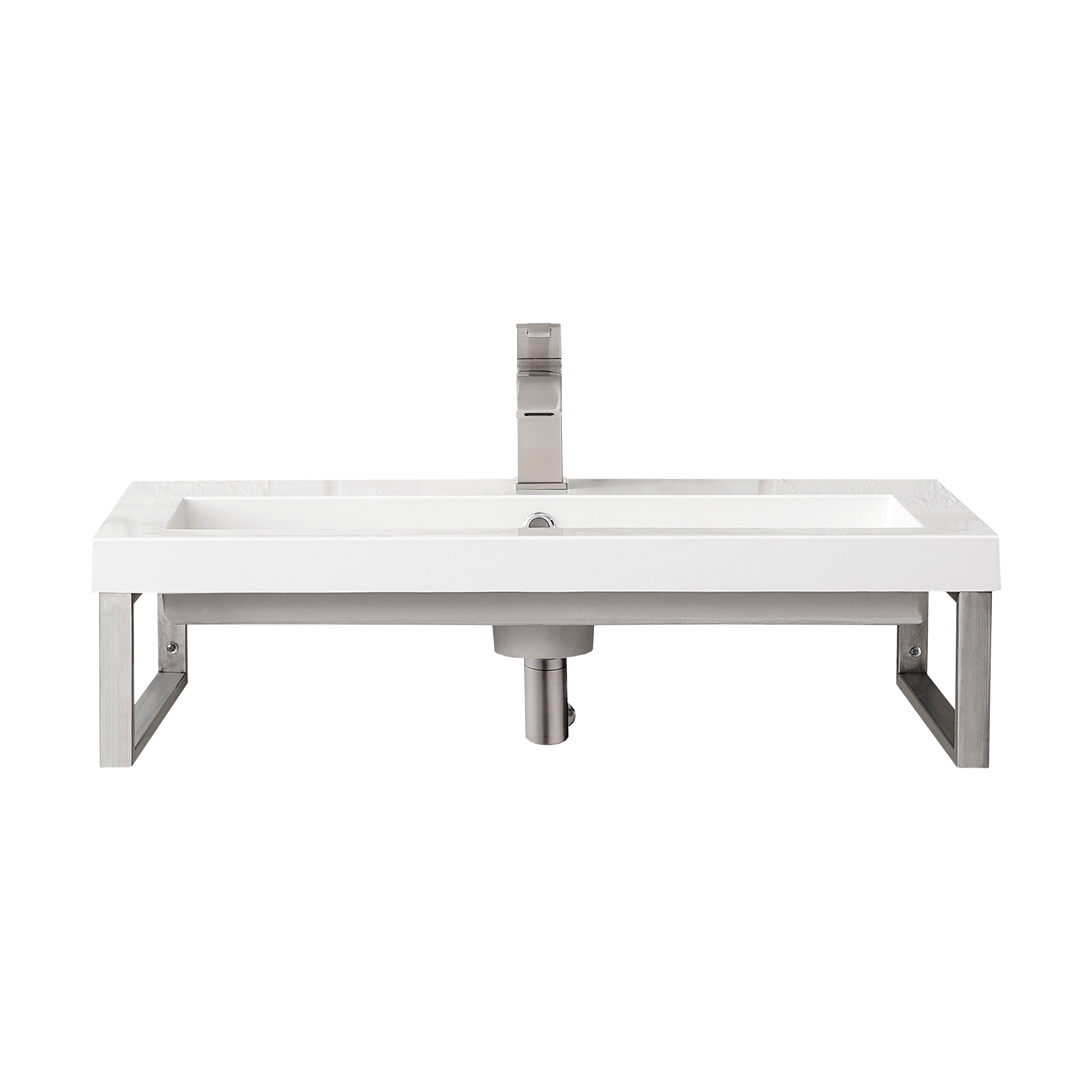 Brushed Nickel / 31.5" White Glossy Composite Stone Top