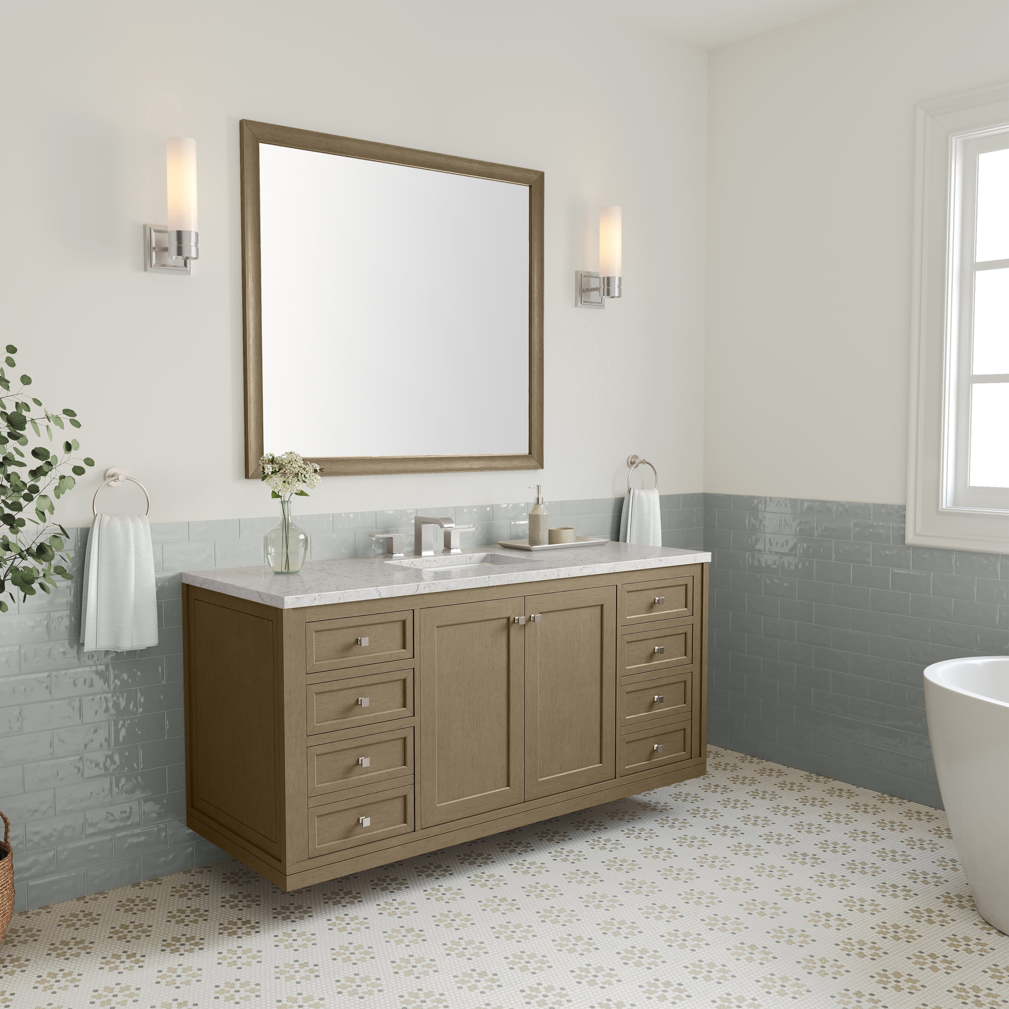 Walnut Whisper / Eternal Jasmine Pearl - 3 Faucet Holes