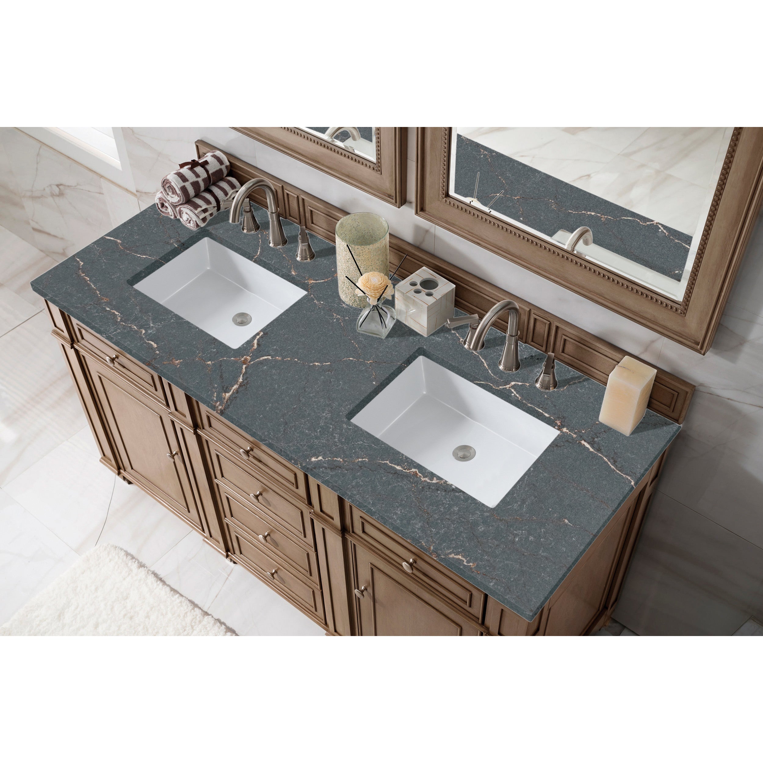 Whitewashed Walnut / Parisien Bleu - 3 Faucet Holes