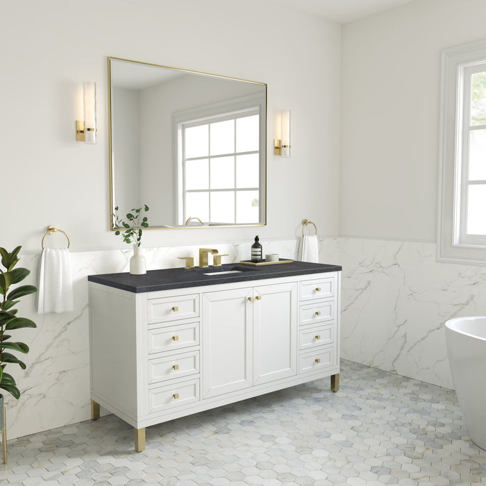 Glossy White / Charcoal Soapstone - 3 Faucet Holes