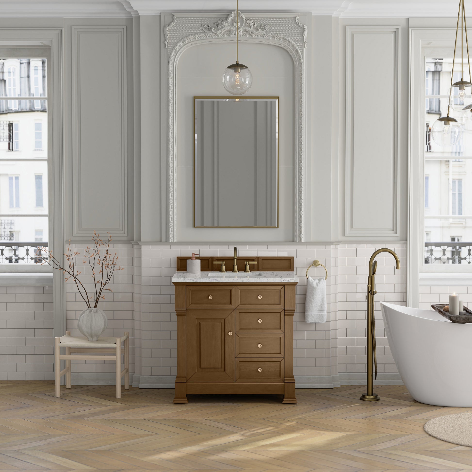 Honey Oak / Eternal Jasmine Pearl - 3 Faucet Holes