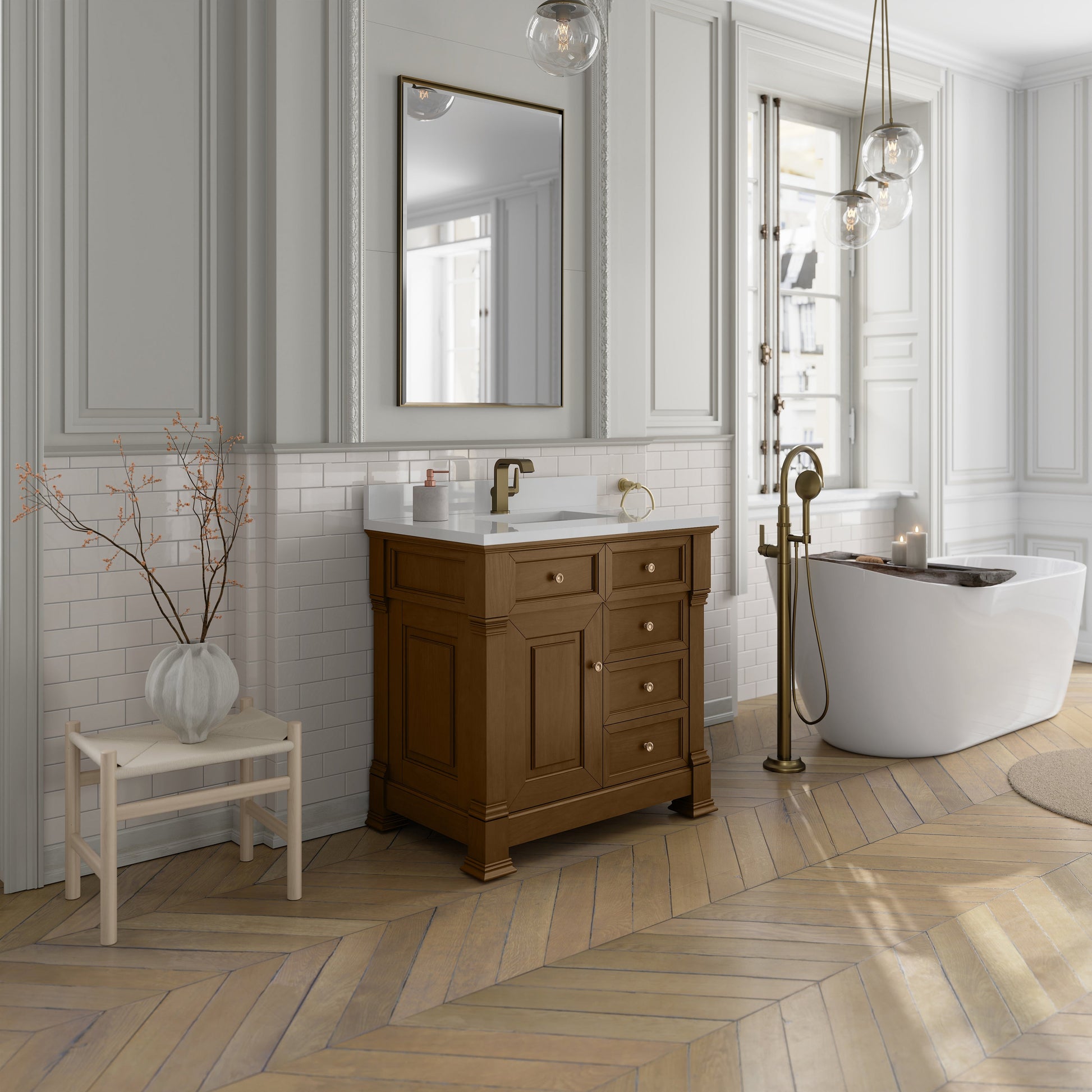 Honey Oak / White Zeus - 1 Faucet Hole