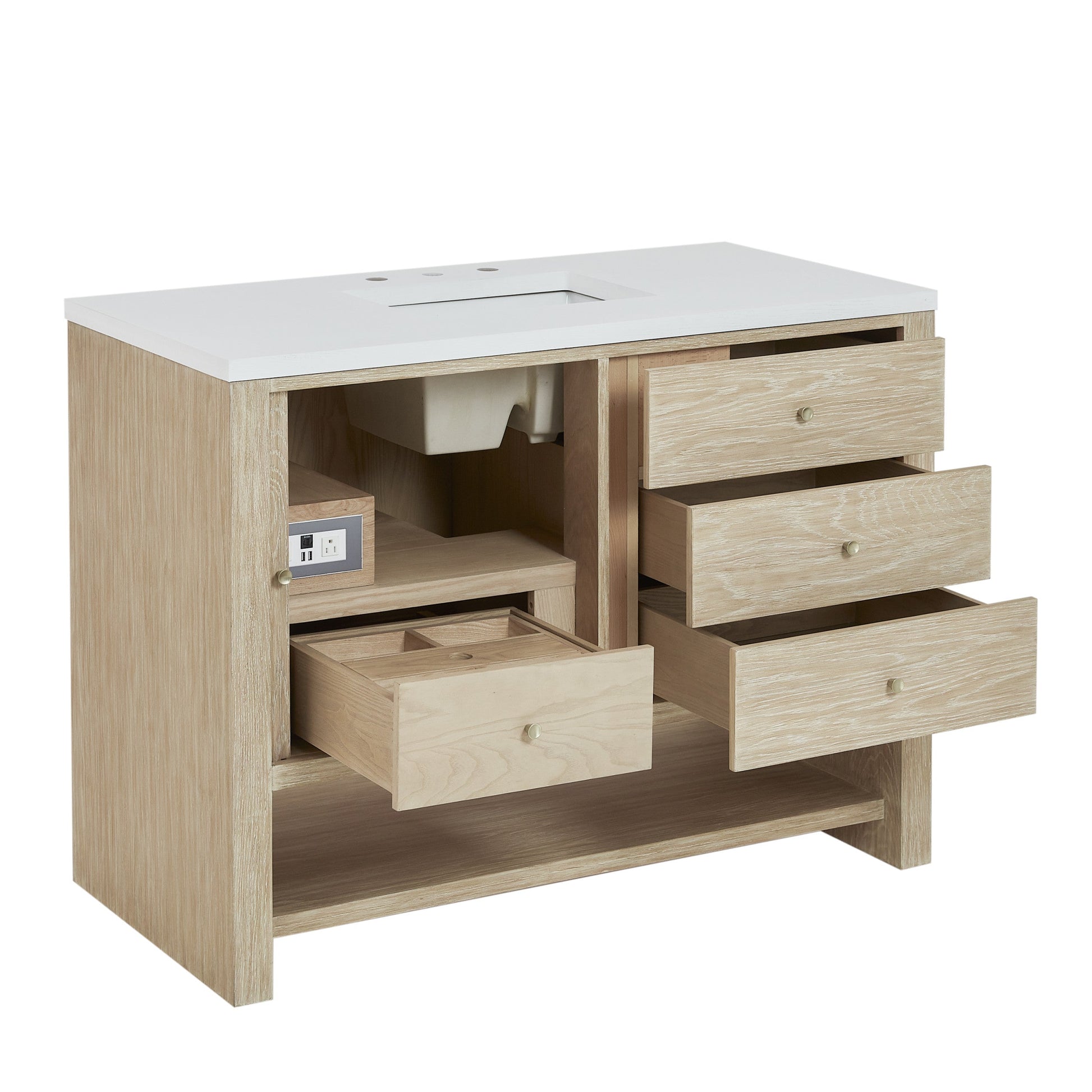 Sunwashed Oak / White Zeus - 3 Faucet Holes