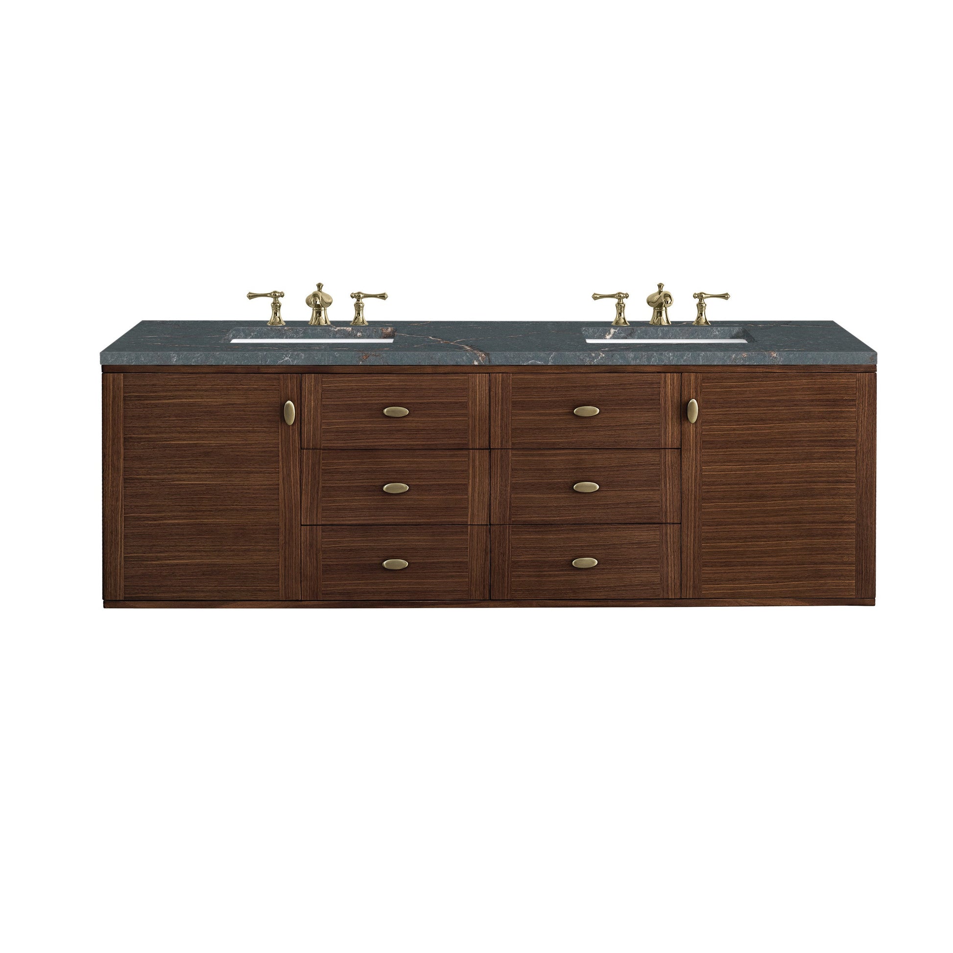 Mid-Century Walnut / Parisien Bleu - 3 Faucet Holes