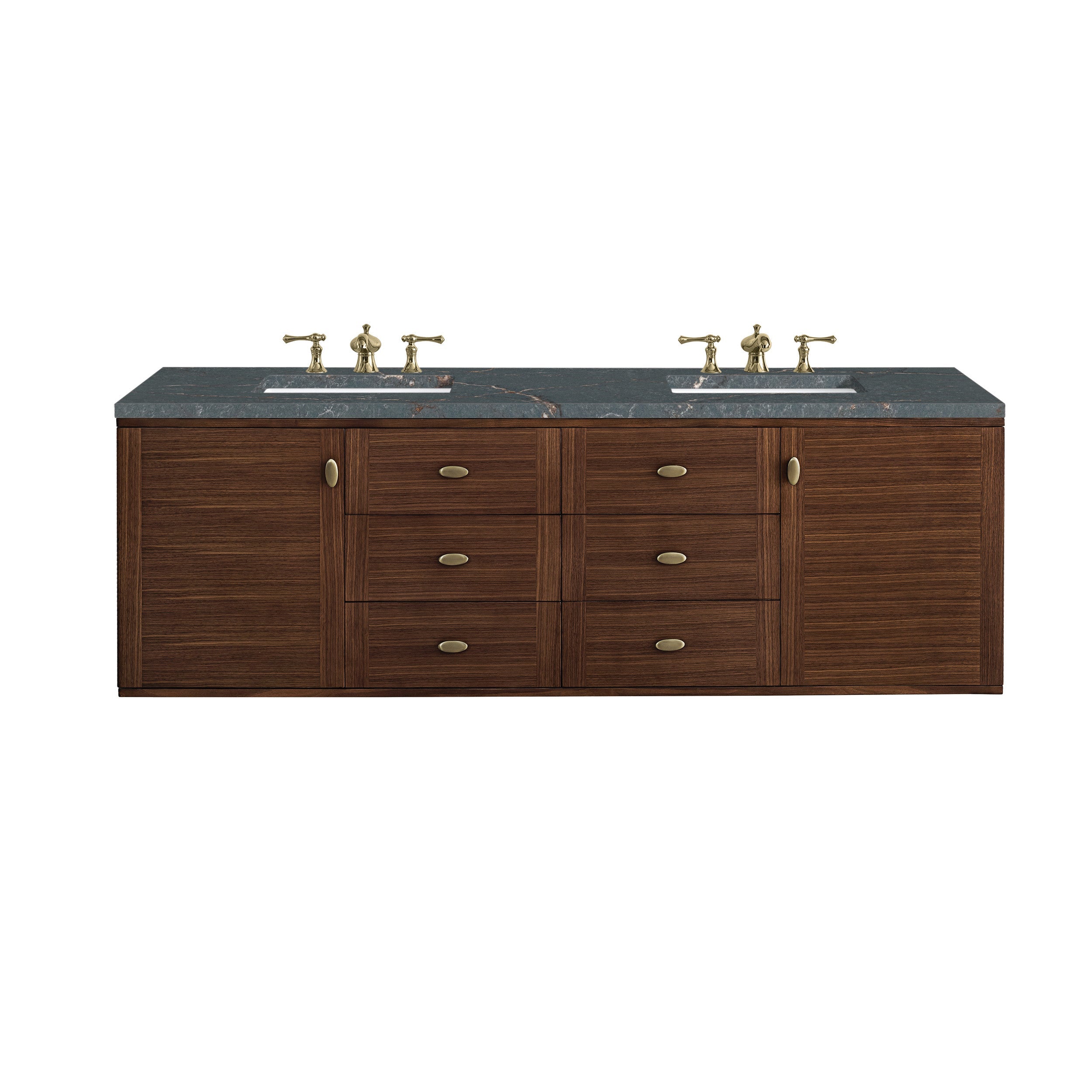 Mid-Century Walnut / Parisien Bleu - 3 Faucet Holes