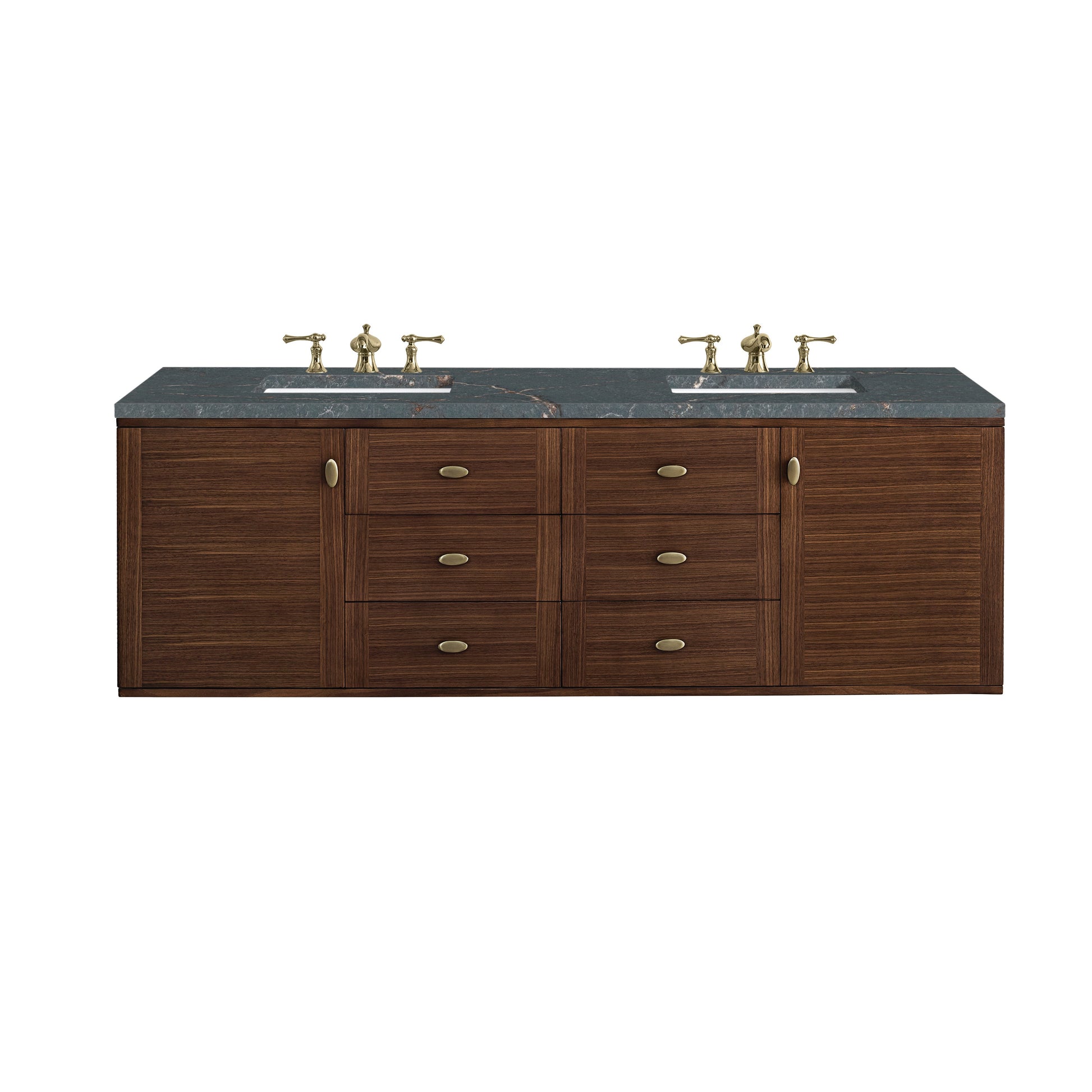 Mid-Century Walnut / Parisien Bleu - 3 Faucet Holes