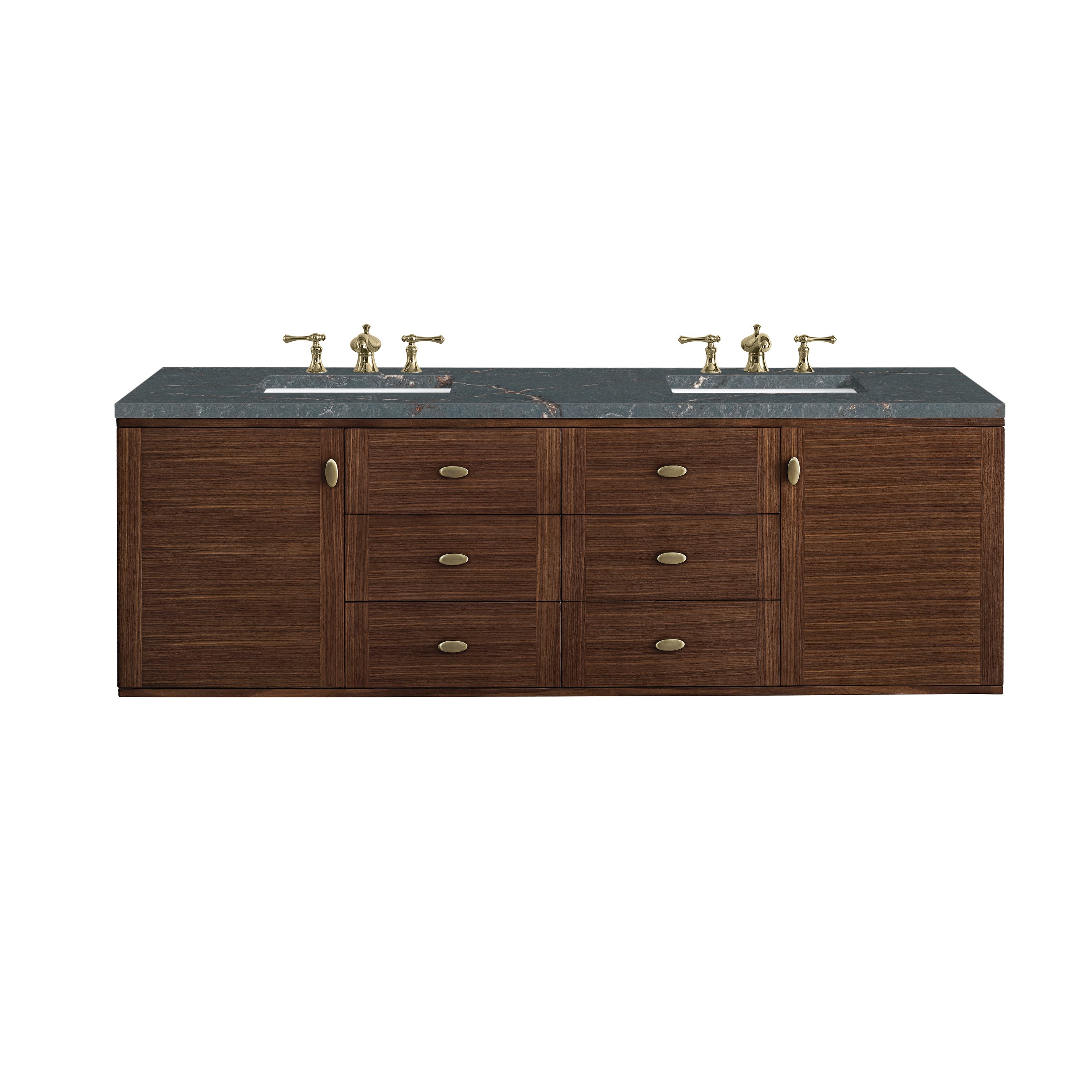 Mid-Century Walnut / Parisien Bleu - 3 Faucet Holes