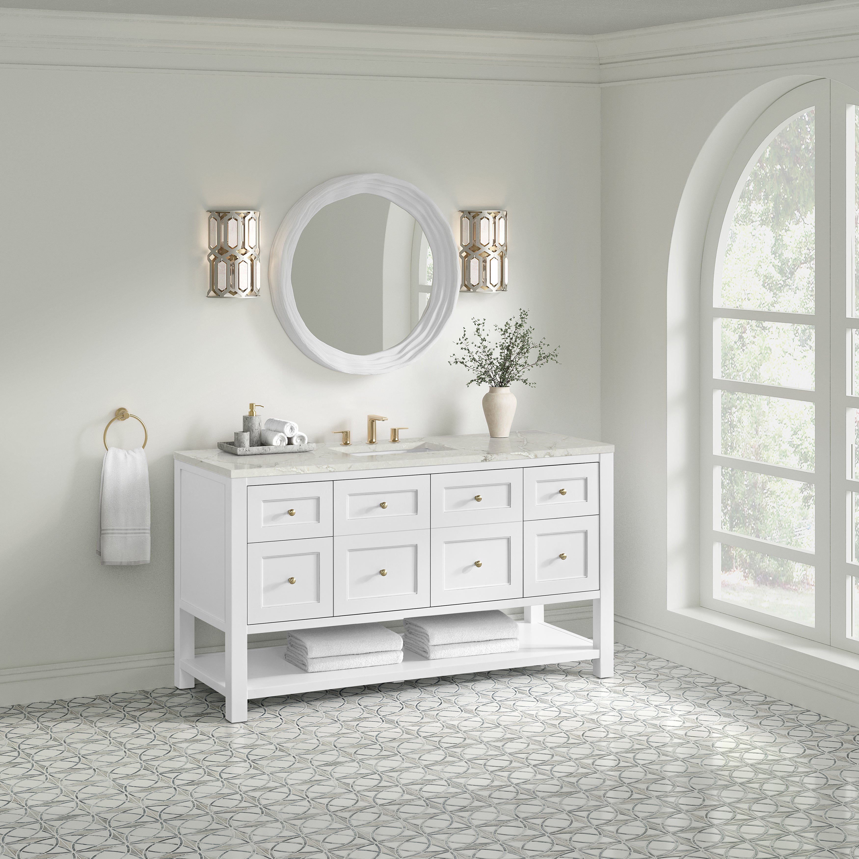 Bright White / Victorian Silver - 3 Faucet Holes